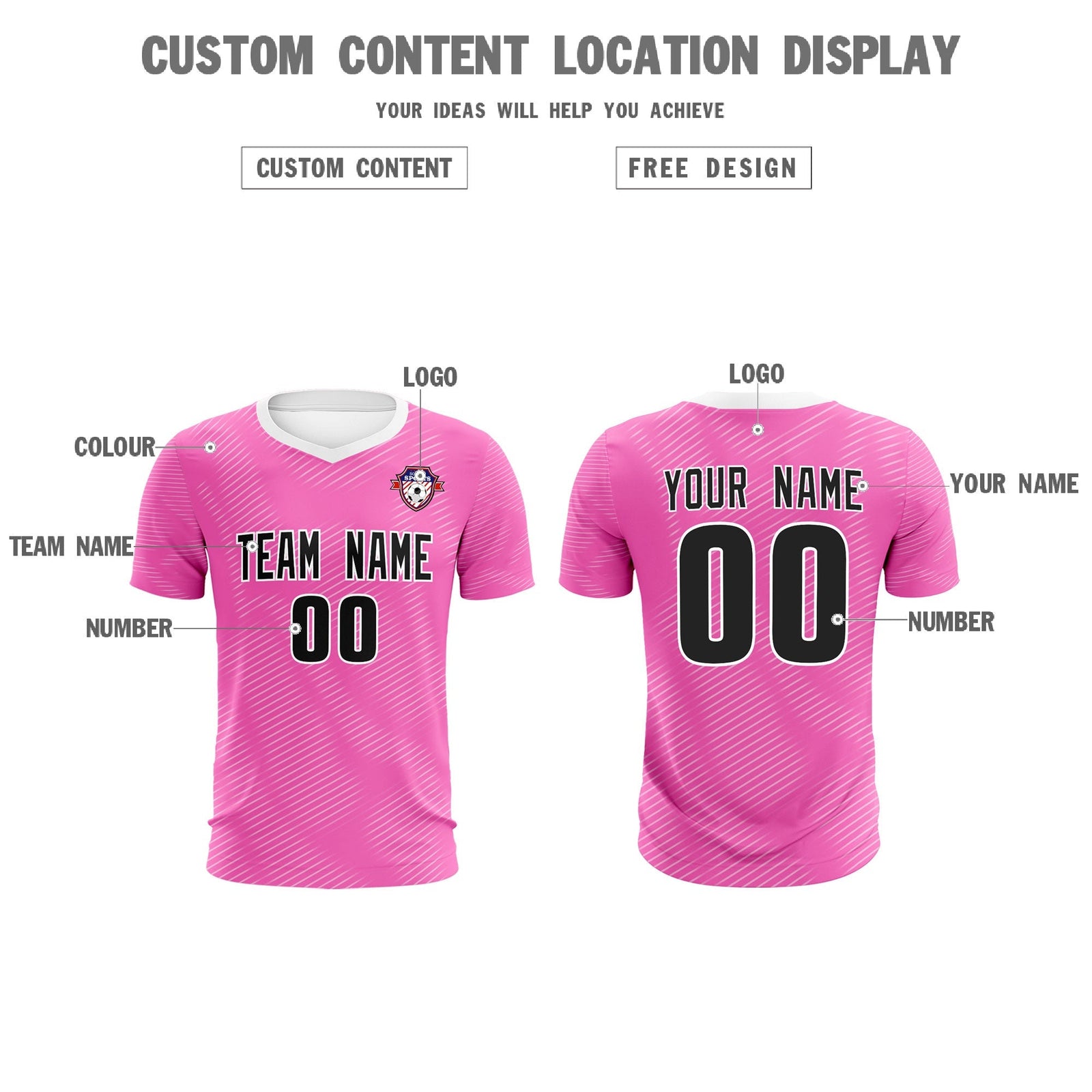 Custom Pink White Training Uniform For Men Soccer Sets Jersey