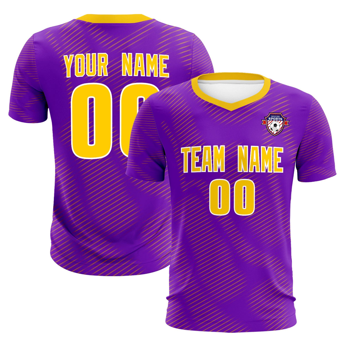 Custom Purple Gold Training Uniform For Men Soccer Sets Jersey