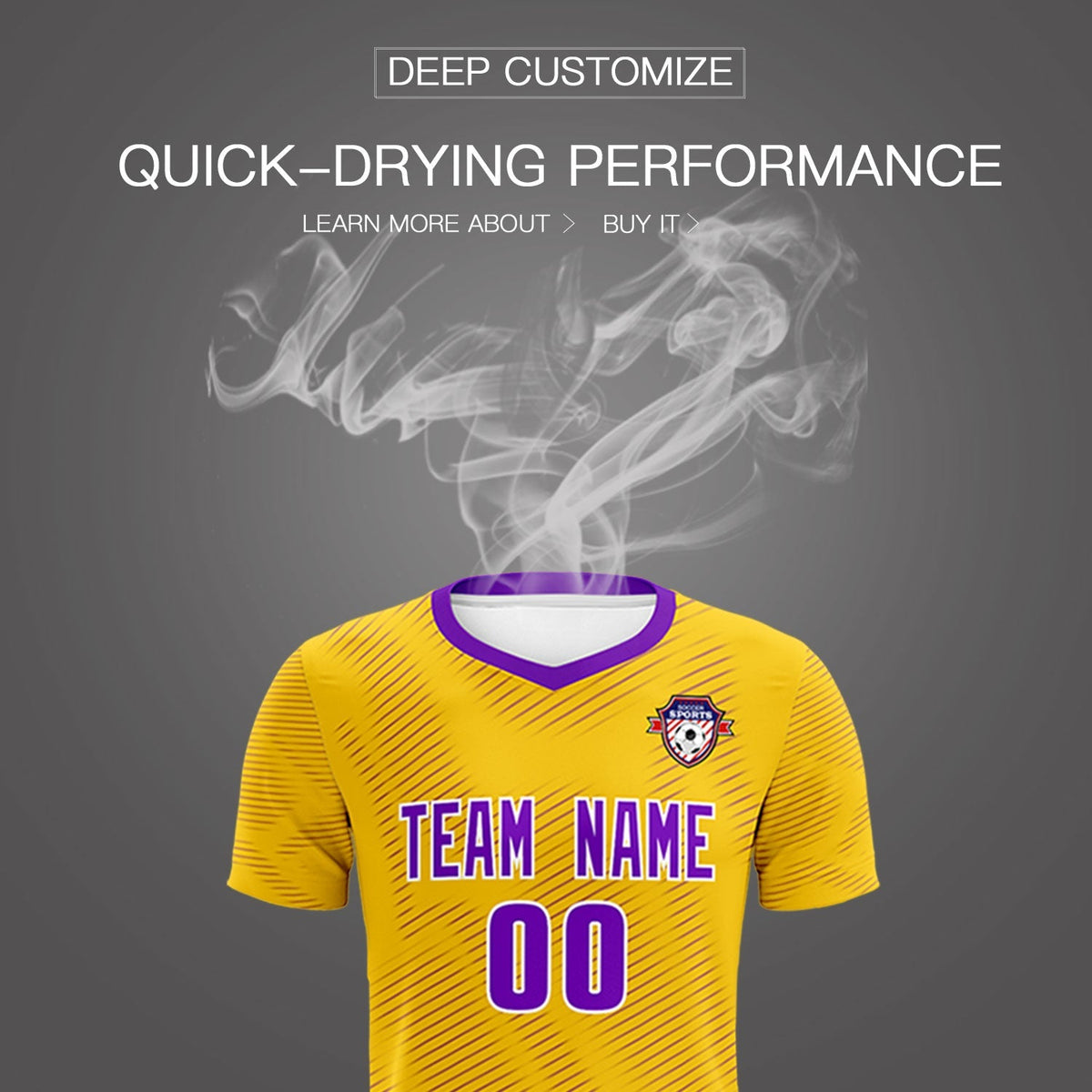 Custom Gold Purple Training Uniform For Men Soccer Sets Jersey