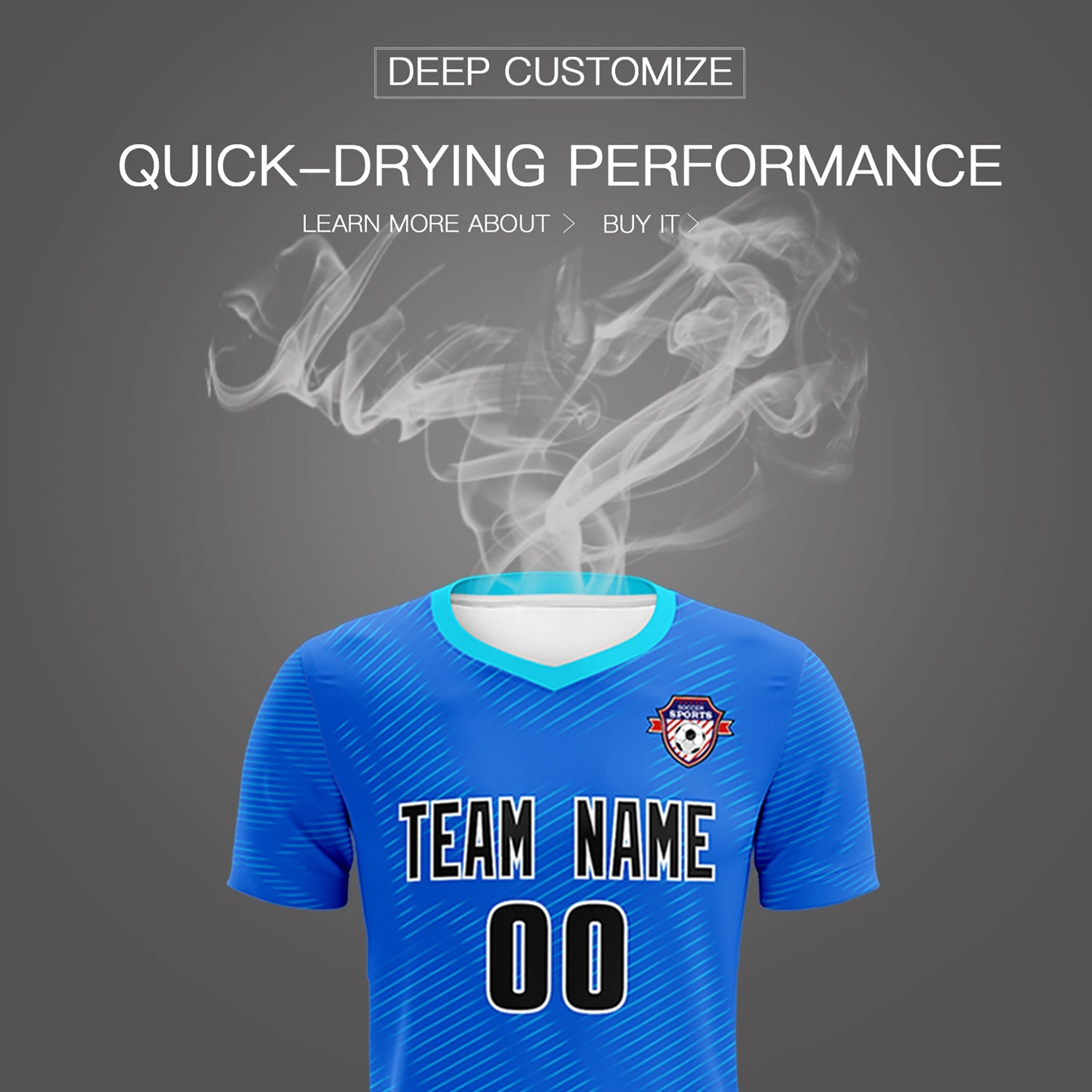 Custom Royal Powder Blue Training Uniform For Men Soccer Sets Jersey