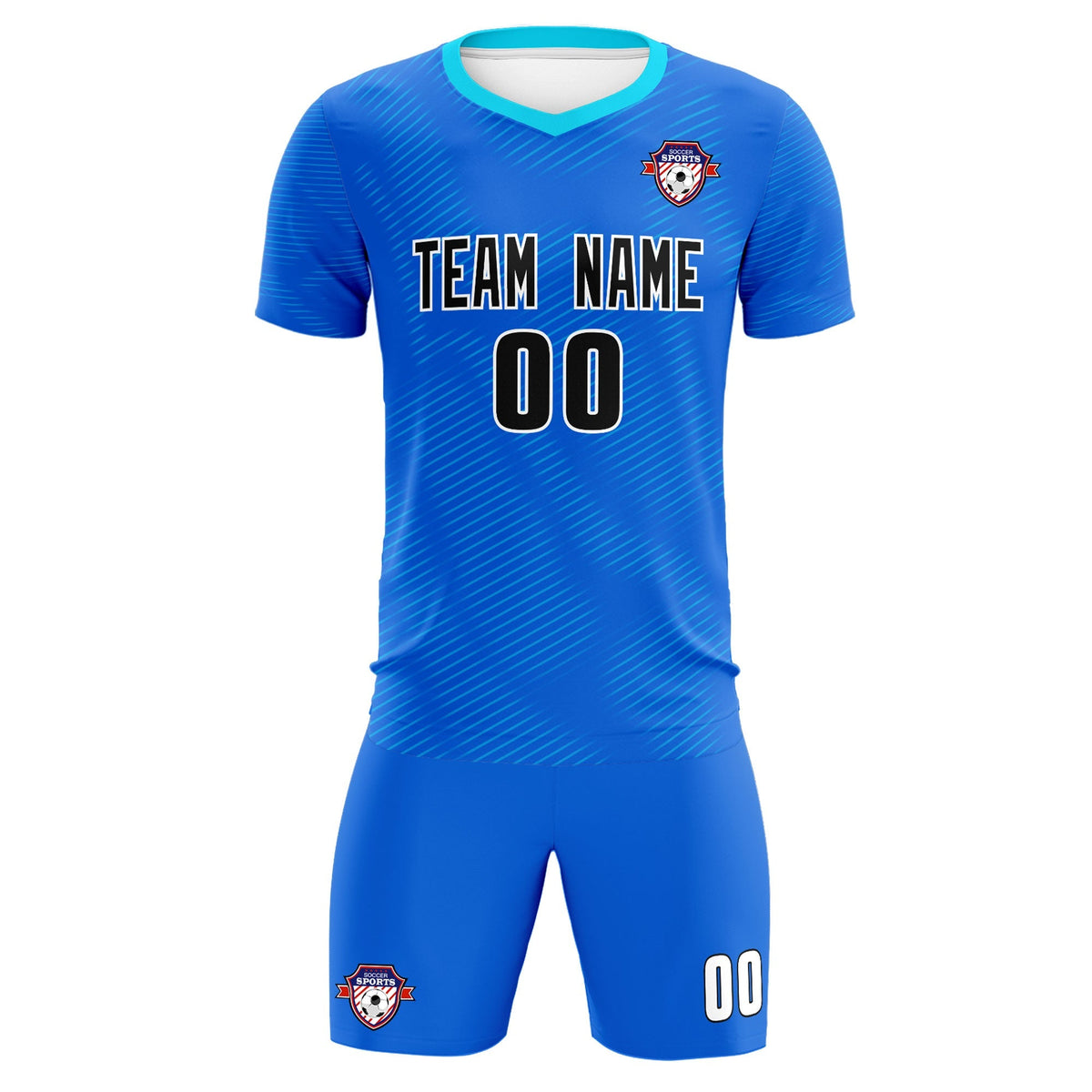 Custom Royal Powder Blue Training Uniform For Men Soccer Sets Jersey