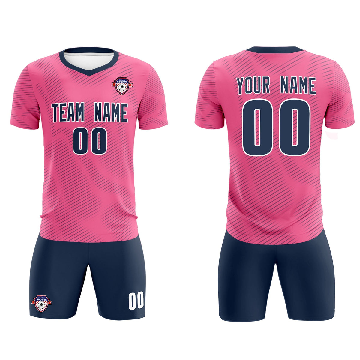 Custom Pink Navy Training Uniform For Men Soccer Sets Jersey