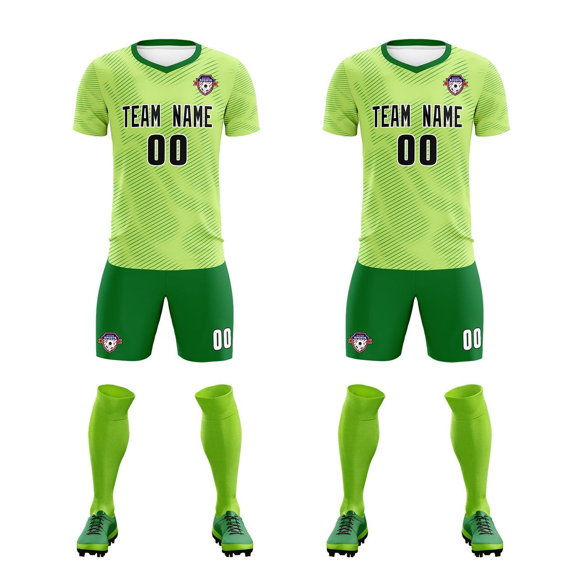 Custom Green Kelly Green Training Uniform For Men Soccer Sets Jersey