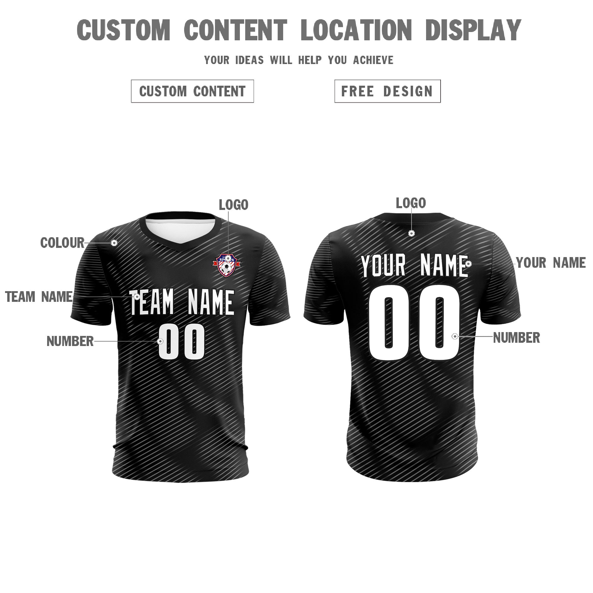 Custom Black White Training Uniform For Men Soccer Sets Jersey