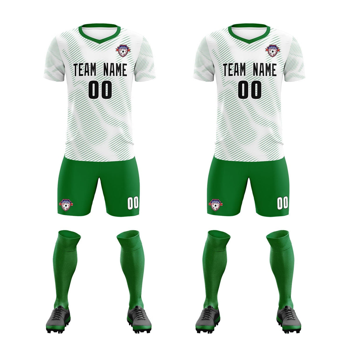 Custom White Kelly Green Training Uniform For Men Soccer Sets Jersey