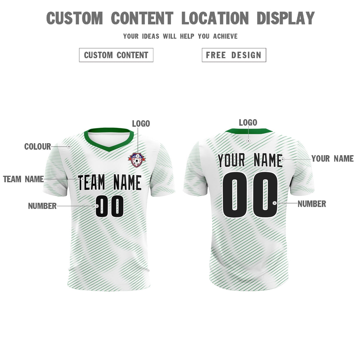 Custom White Kelly Green Training Uniform For Men Soccer Sets Jersey