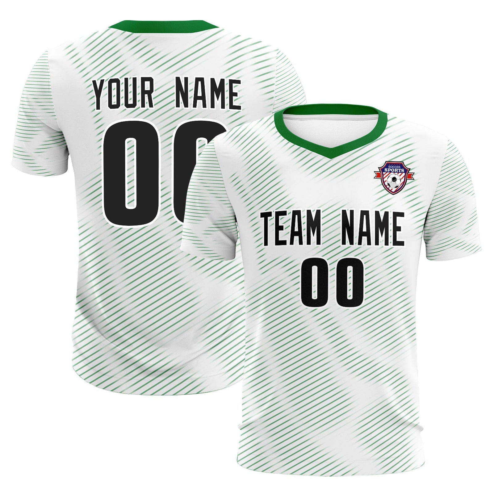 Custom White Kelly Green Training Uniform For Men Soccer Sets Jersey