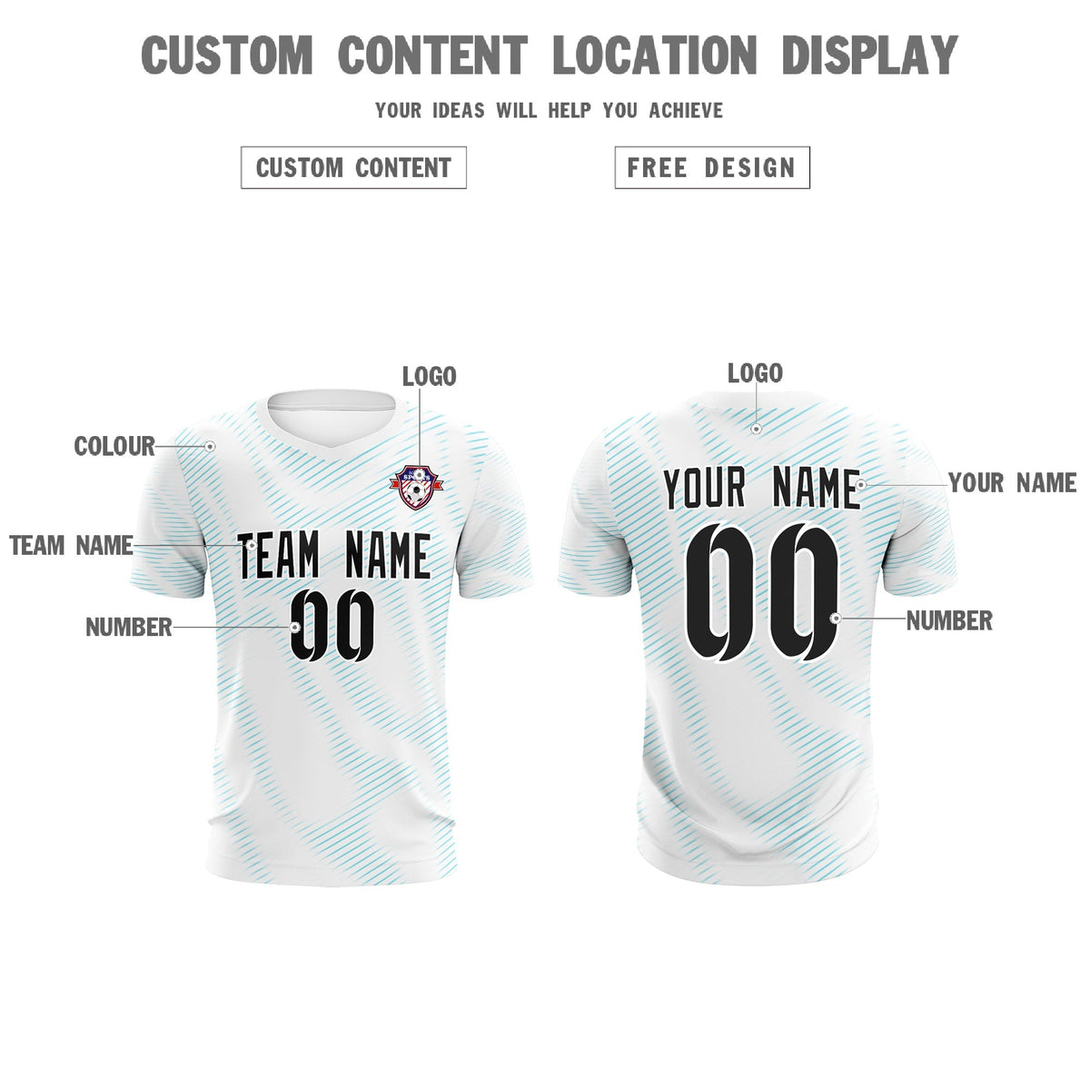 Custom White Sky Blue Training Uniform For Men Soccer Sets Jersey