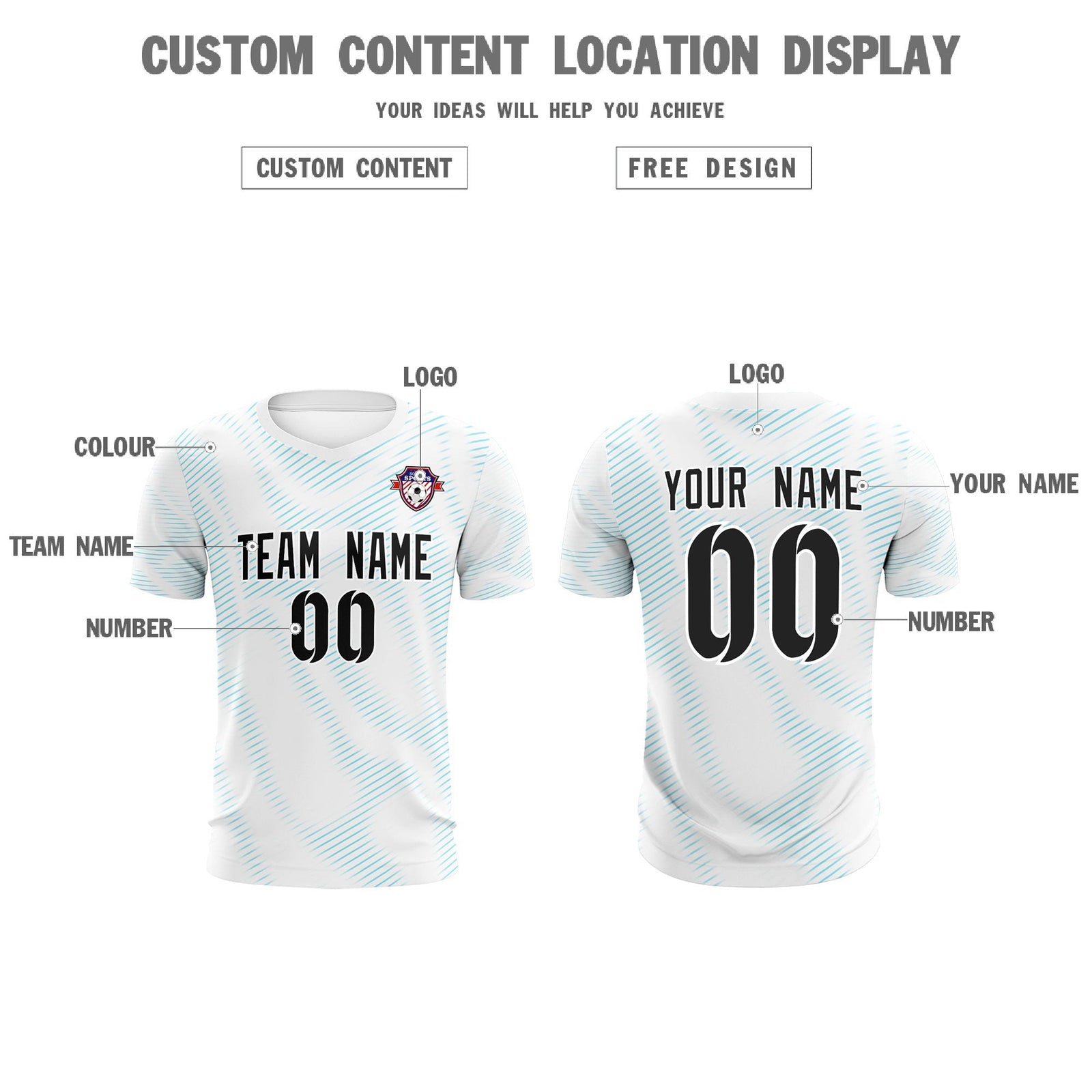 Custom White Sky Blue Training Uniform For Men Soccer Sets Jersey