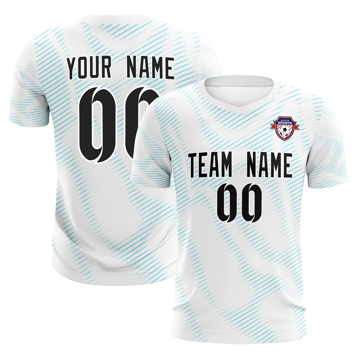 Custom White Sky Blue Training Uniform For Men Soccer Sets Jersey