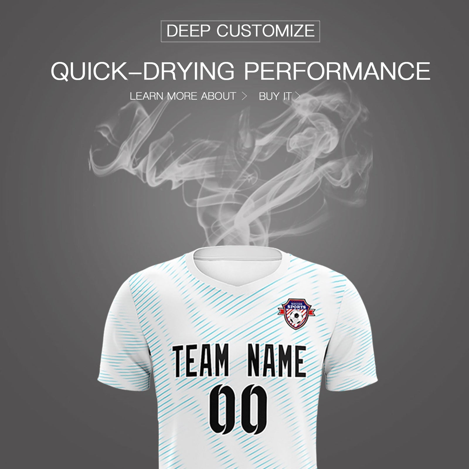 Custom White Sky Blue Training Uniform For Men Soccer Sets Jersey