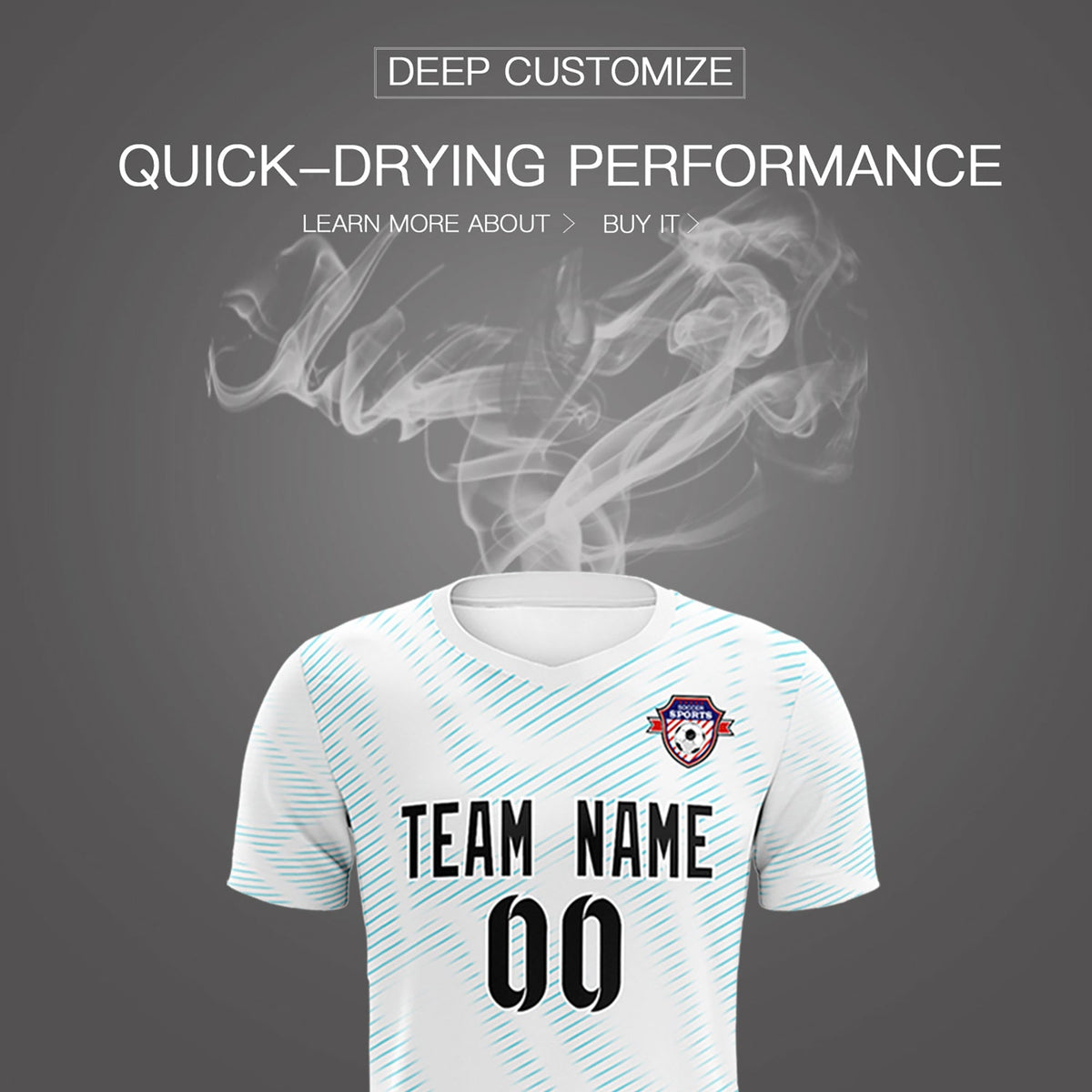 Custom White Sky Blue Training Uniform For Men Soccer Sets Jersey