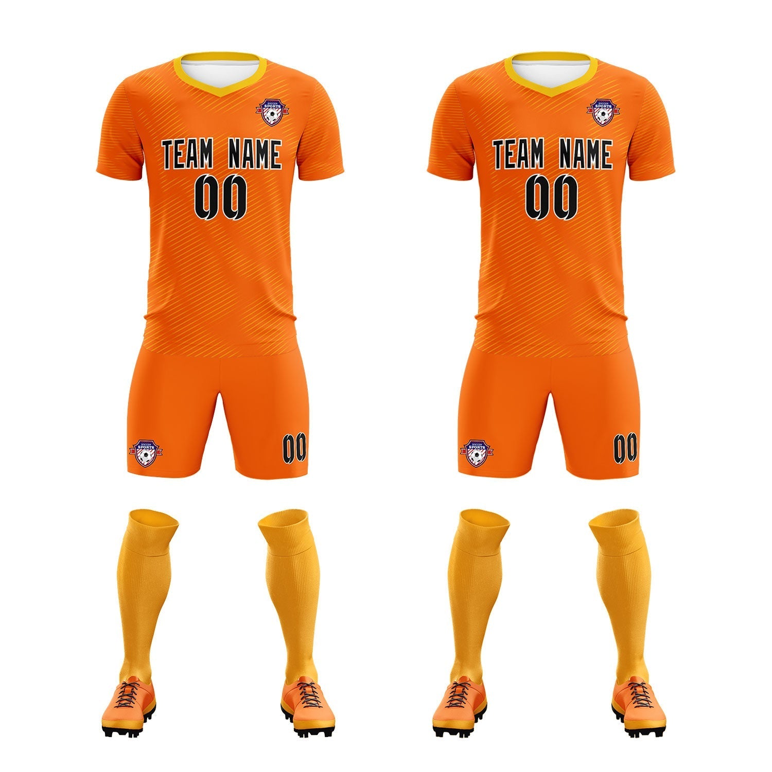Custom Orange Gold Training Uniform For Men Soccer Sets Jersey