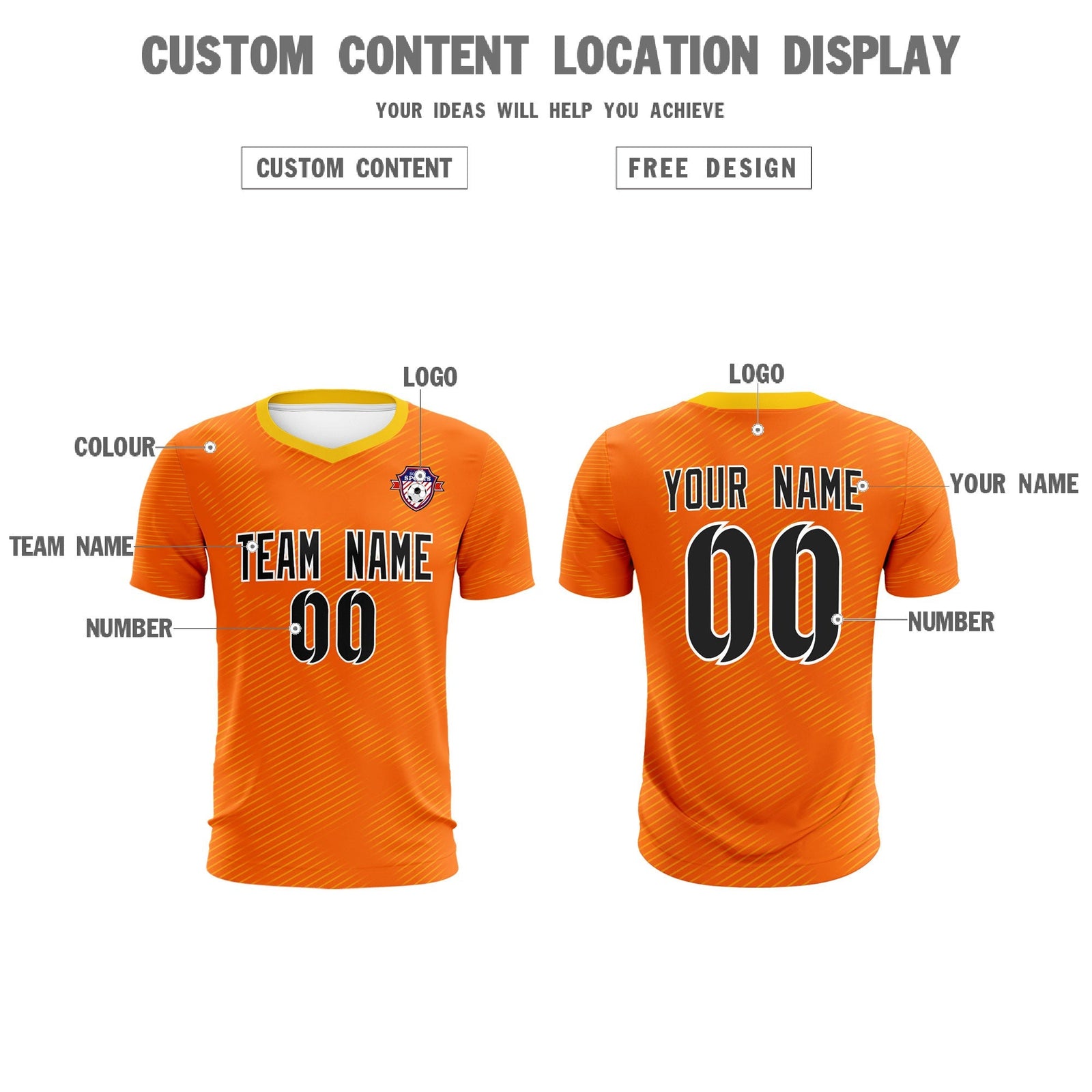 Custom Orange Gold Training Uniform For Men Soccer Sets Jersey