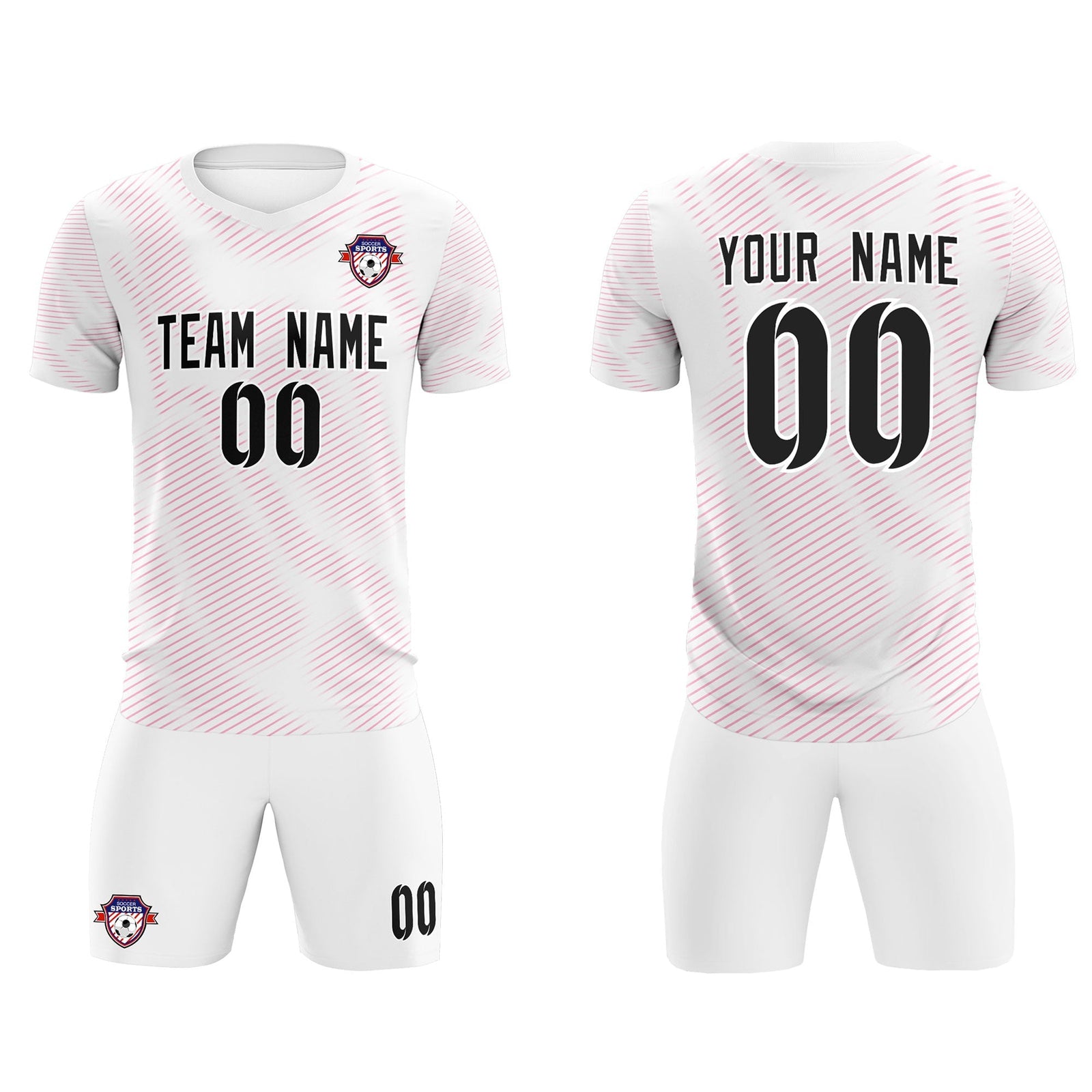 Custom White Pink Training Uniform For Men Soccer Sets Jersey