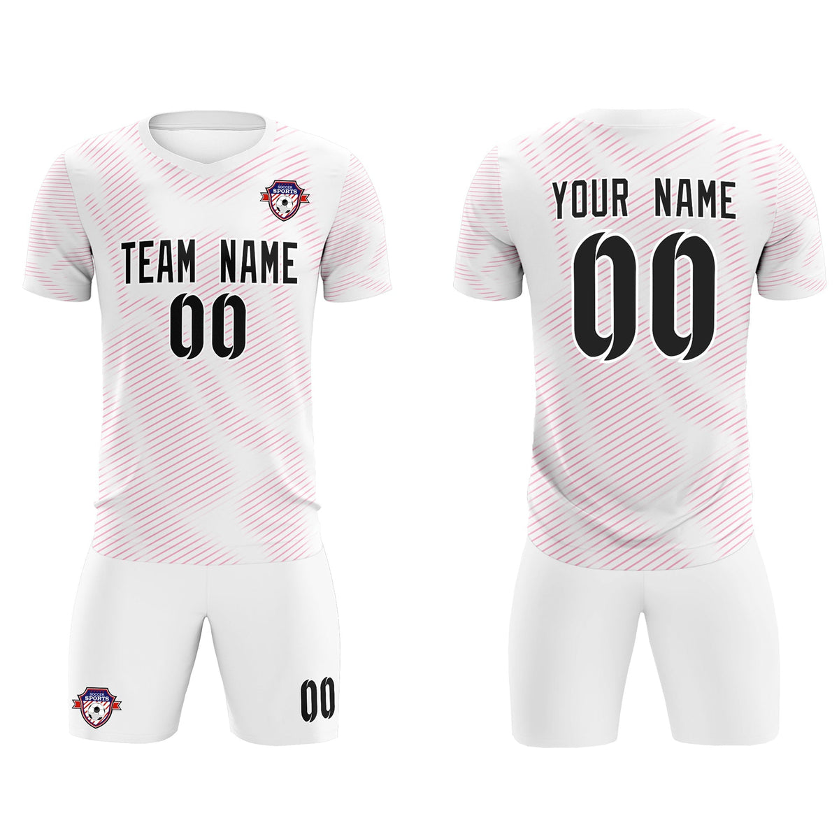 Custom White Pink Training Uniform For Men Soccer Sets Jersey