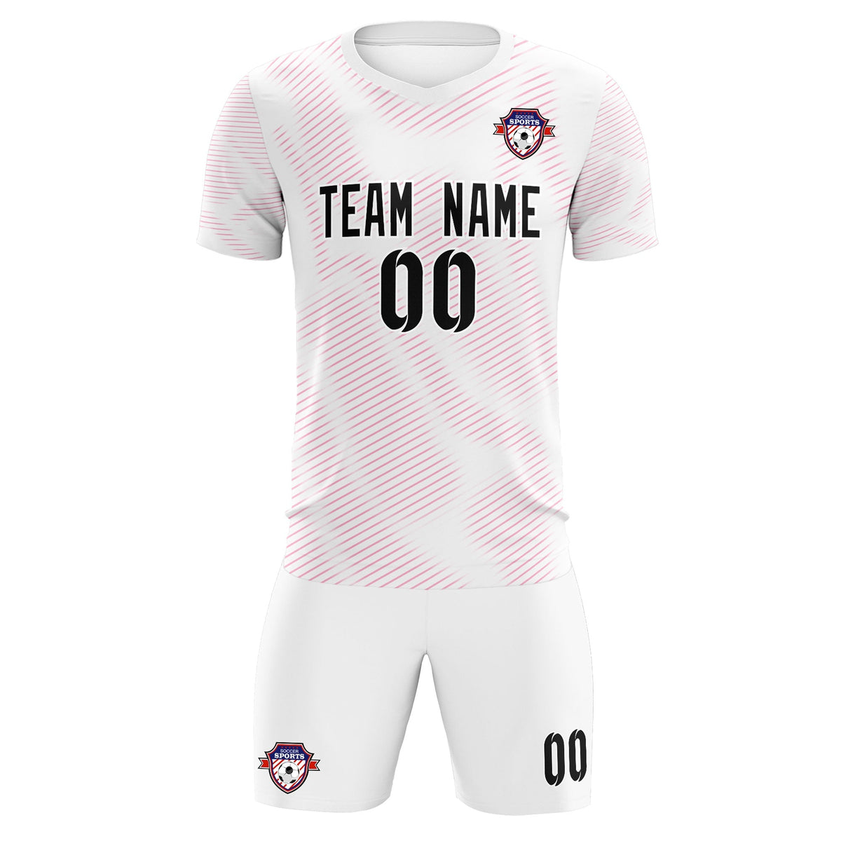 Custom White Pink Training Uniform For Men Soccer Sets Jersey