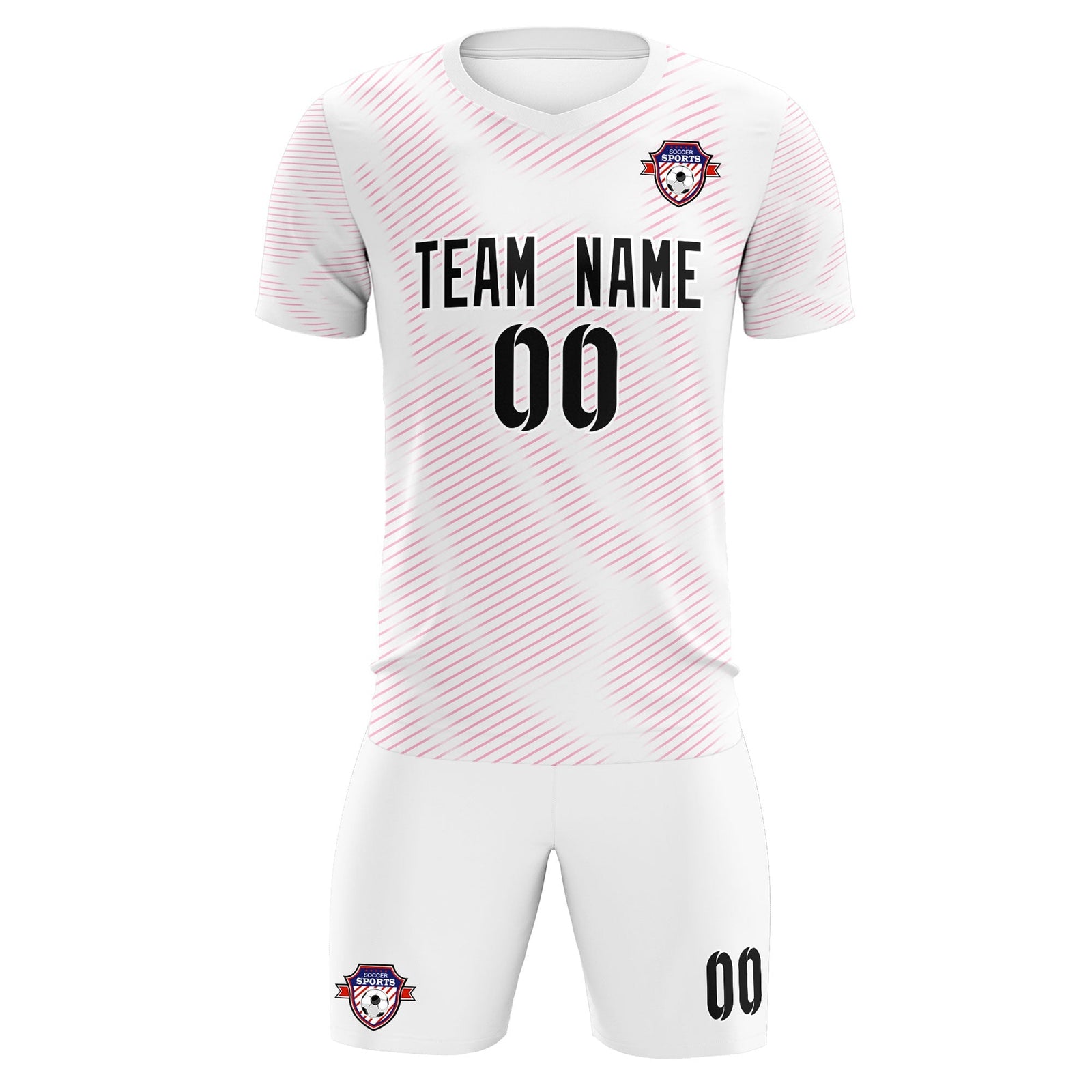 Custom White Pink Training Uniform For Men Soccer Sets Jersey
