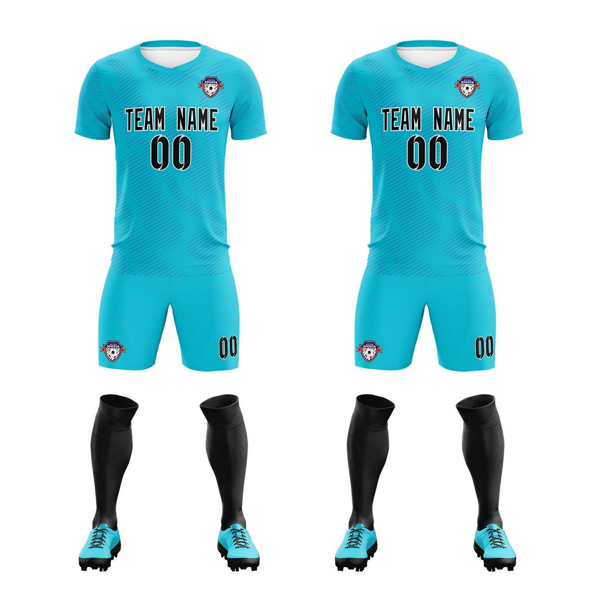 Custom Sky Blue Royal Training Uniform For Men Soccer Sets Jersey