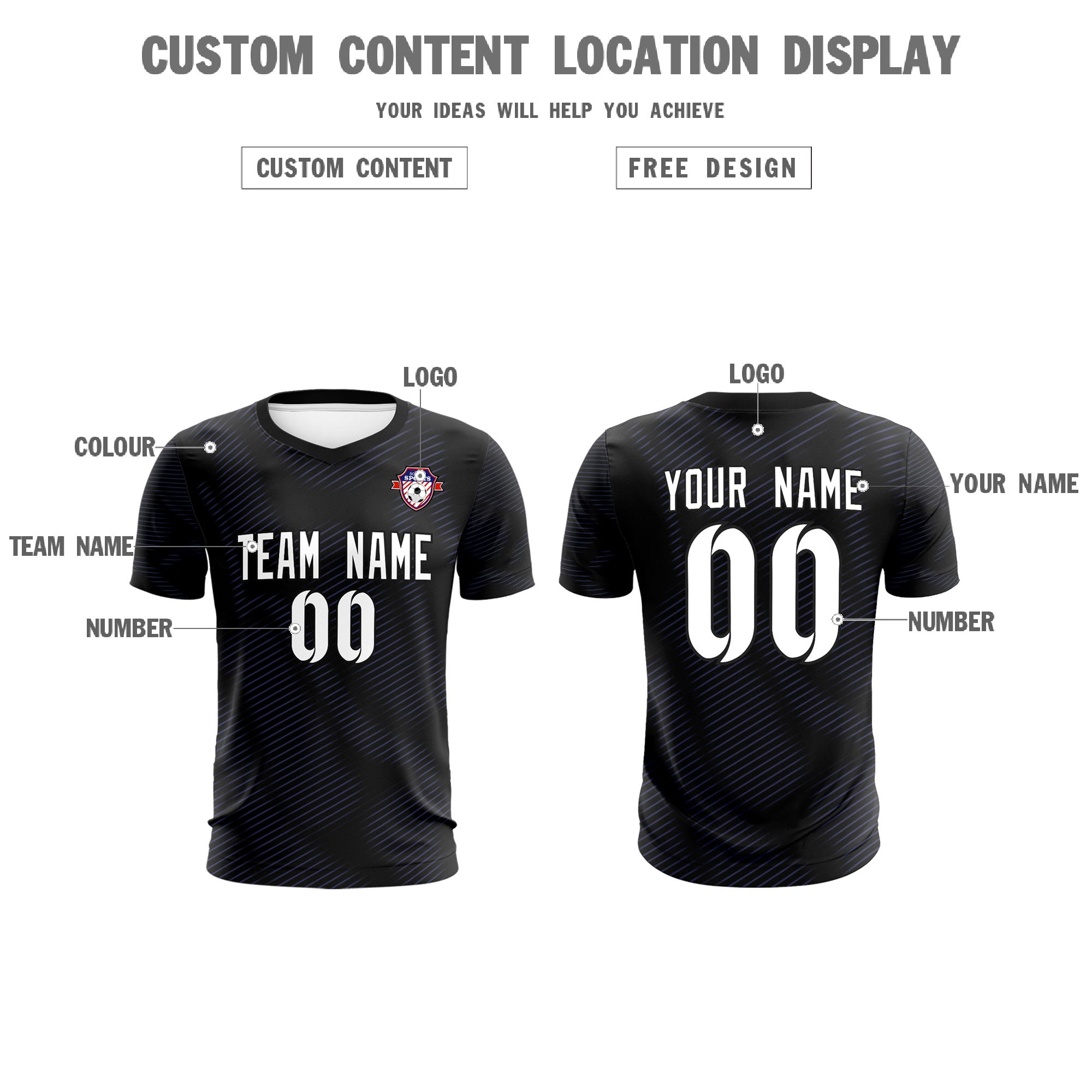 Custom Black Purple Training Uniform For Men Soccer Sets Jersey