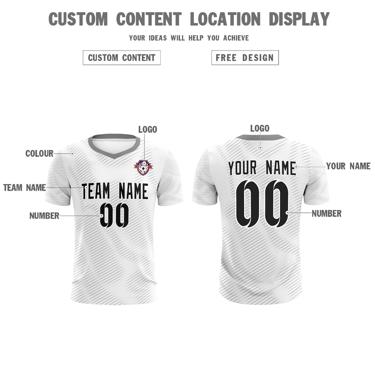 Custom White Gray Training Uniform For Men Soccer Sets Jersey