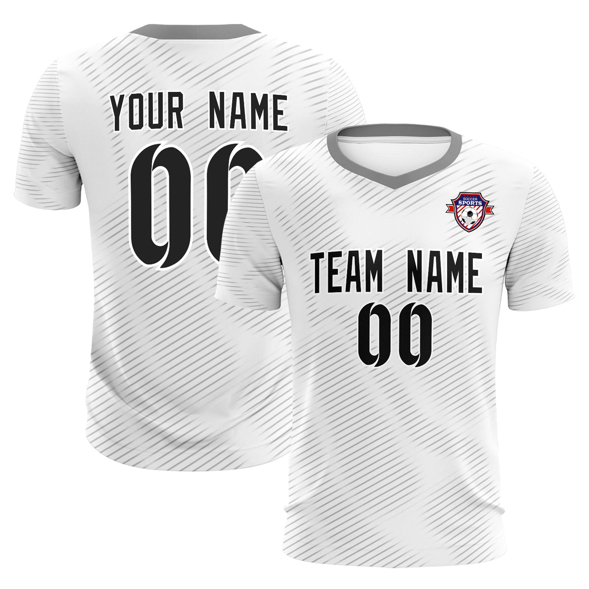Custom White Gray Training Uniform For Men Soccer Sets Jersey