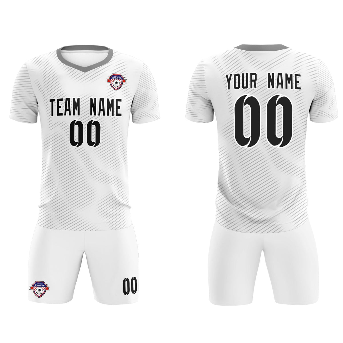 Custom White Gray Training Uniform For Men Soccer Sets Jersey