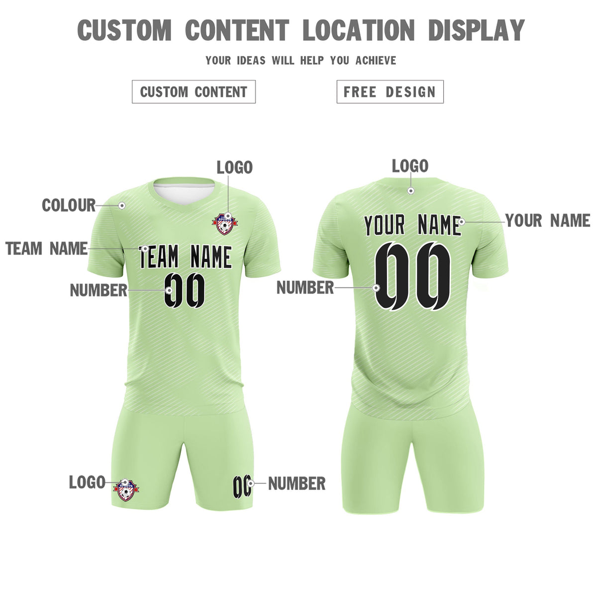 Custom Green White Training Uniform For Men Soccer Sets Jersey