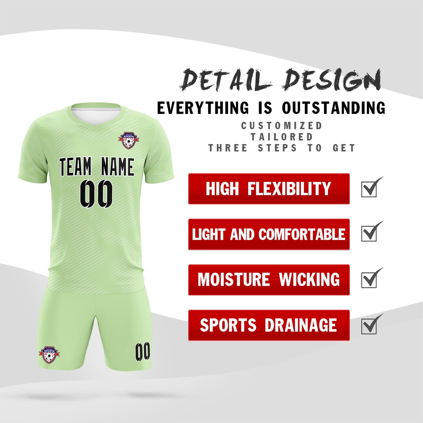 Custom Green White Training Uniform For Men Soccer Sets Jersey