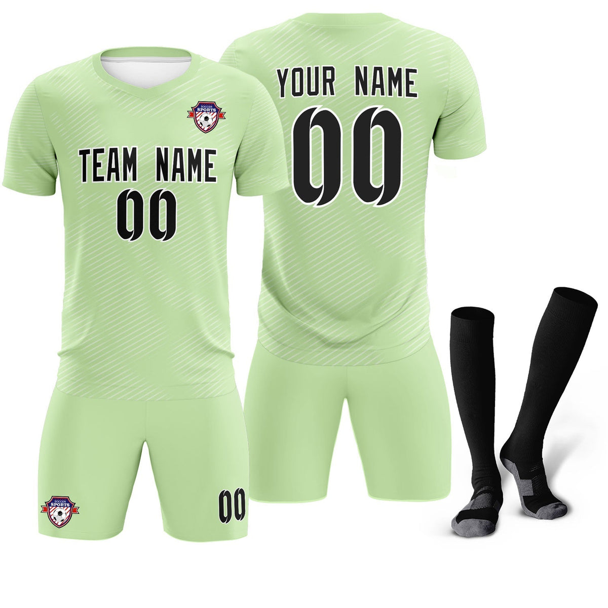 Custom Green White Training Uniform For Men Soccer Sets Jersey