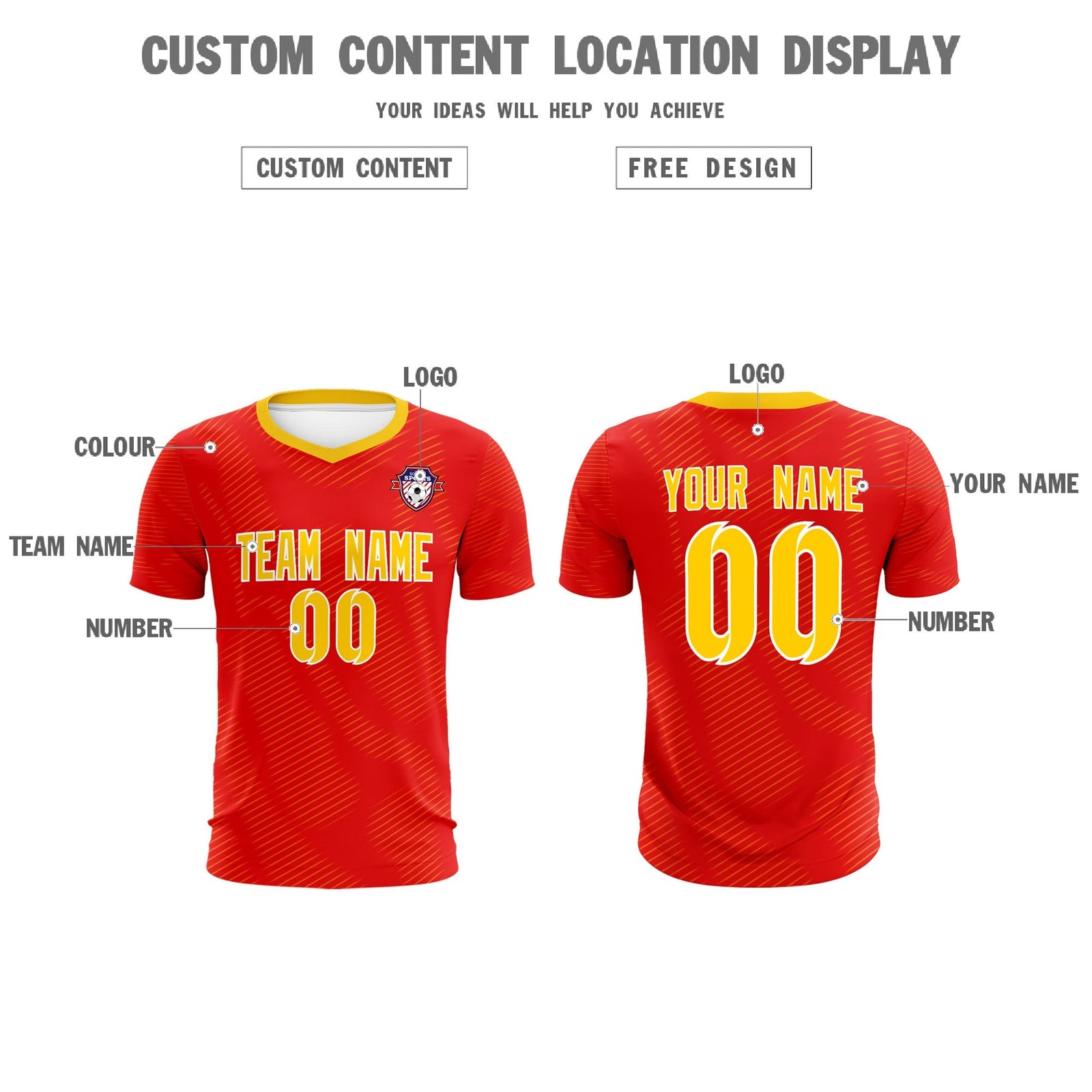 Custom Red Gold Training Uniform For Men Soccer Sets Jersey