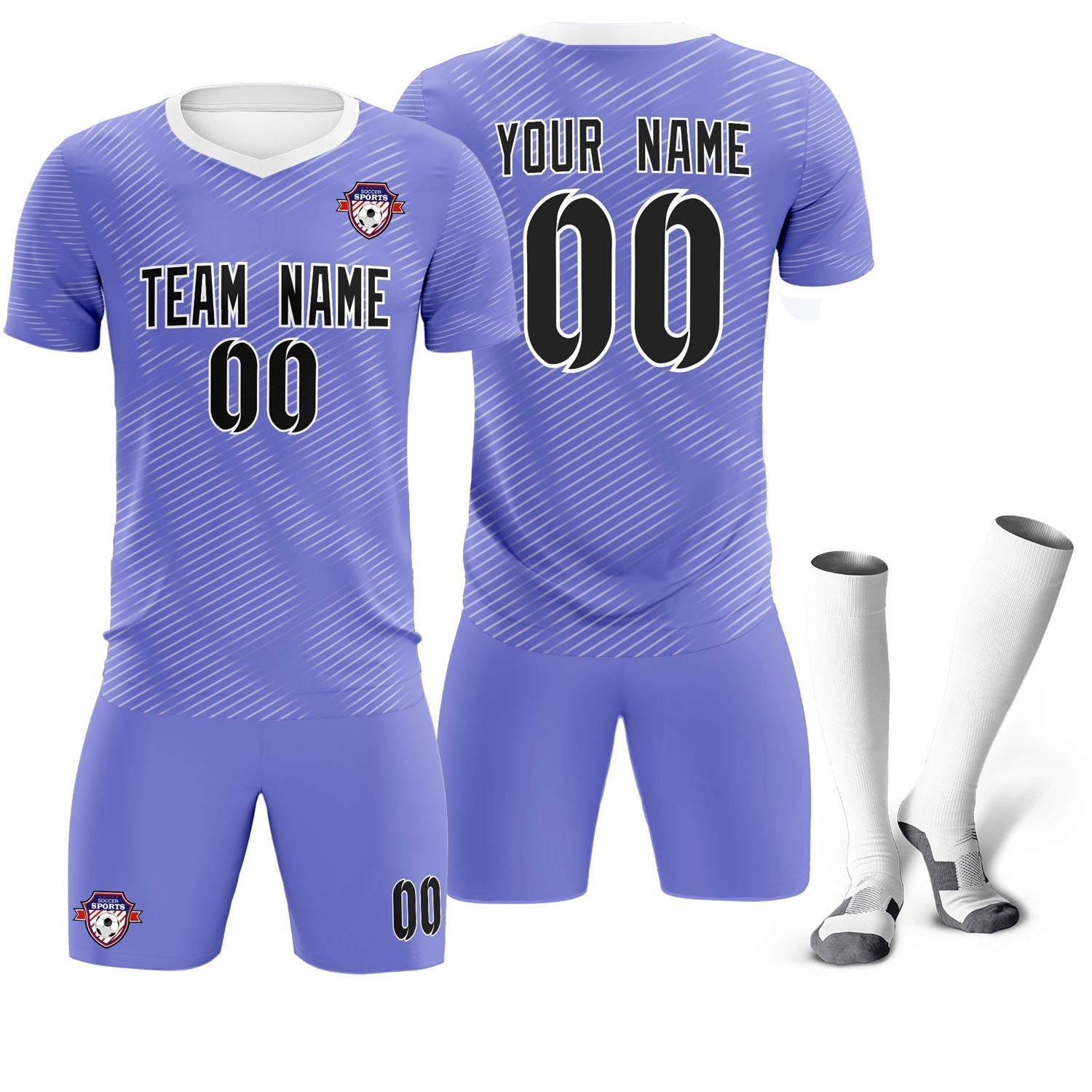 Custom Light Purple White Training Uniform For Men Soccer Sets Jersey