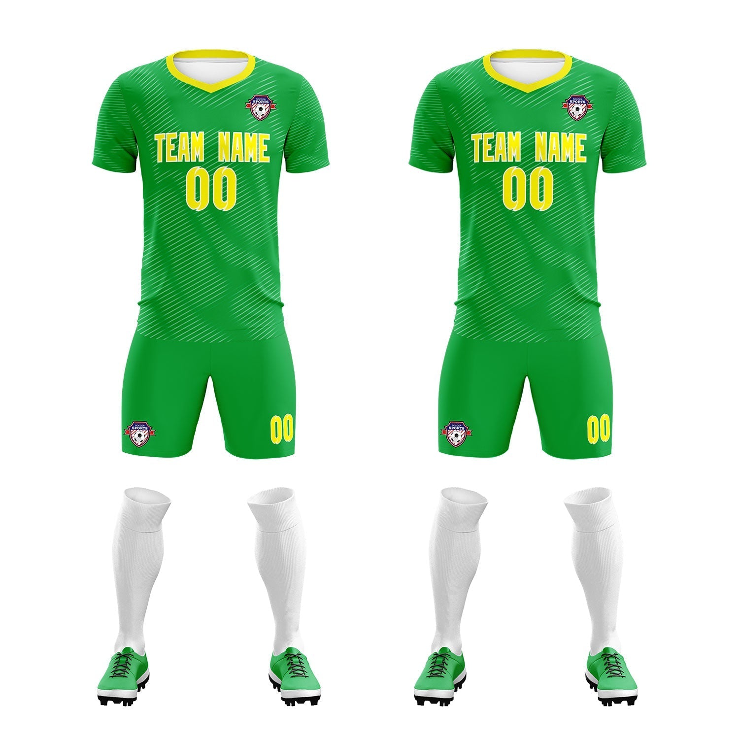 Custom Kelly Green Gold Training Uniform For Men Soccer Sets Jersey