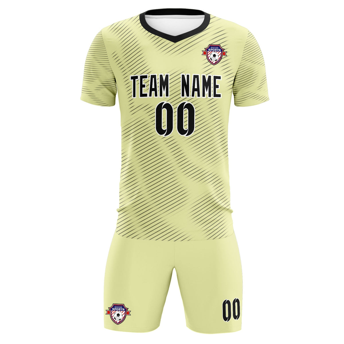 Custom Cream Black Training Uniform For Men Soccer Sets Jersey