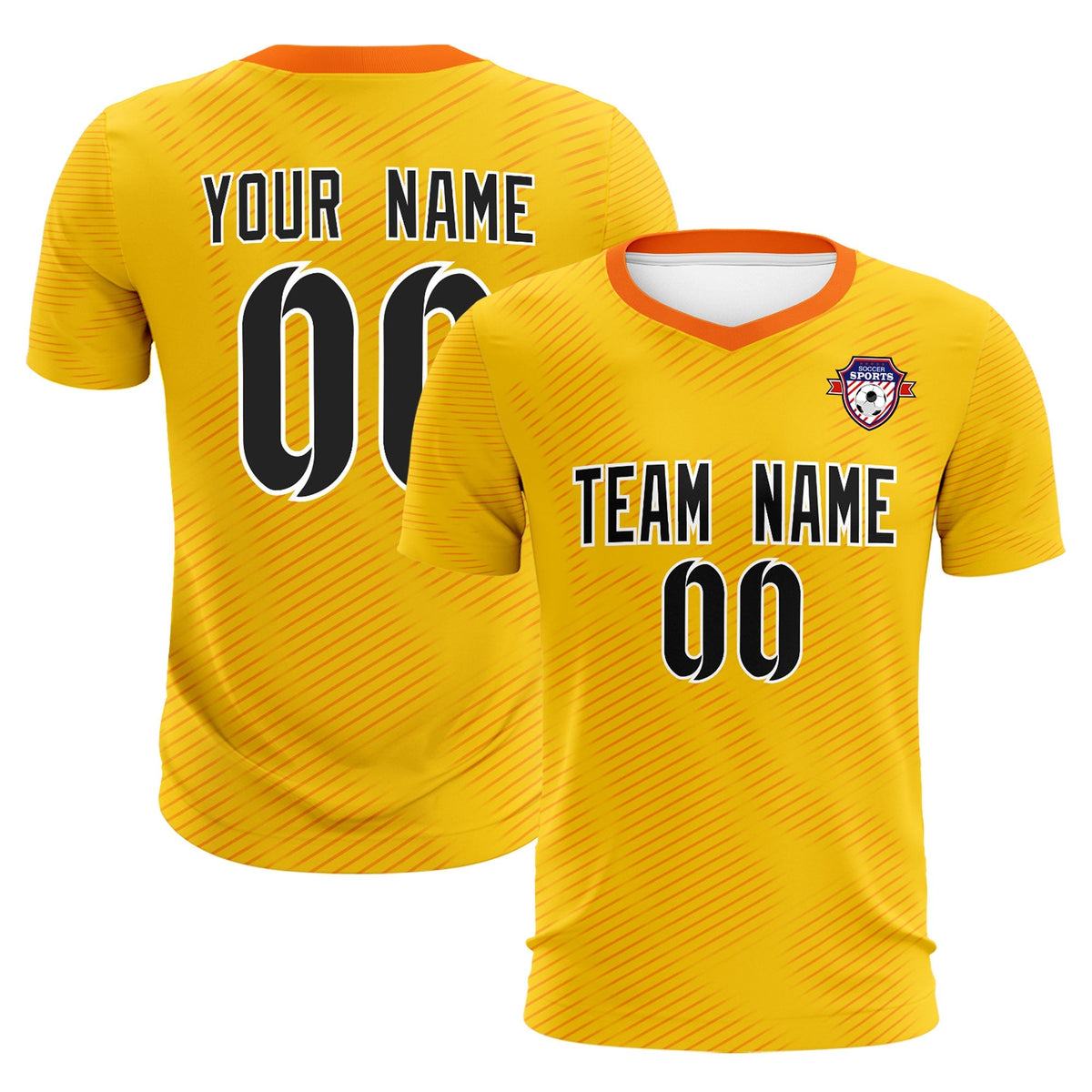 Custom Yellow Orange Training Uniform For Men Soccer Sets Jersey