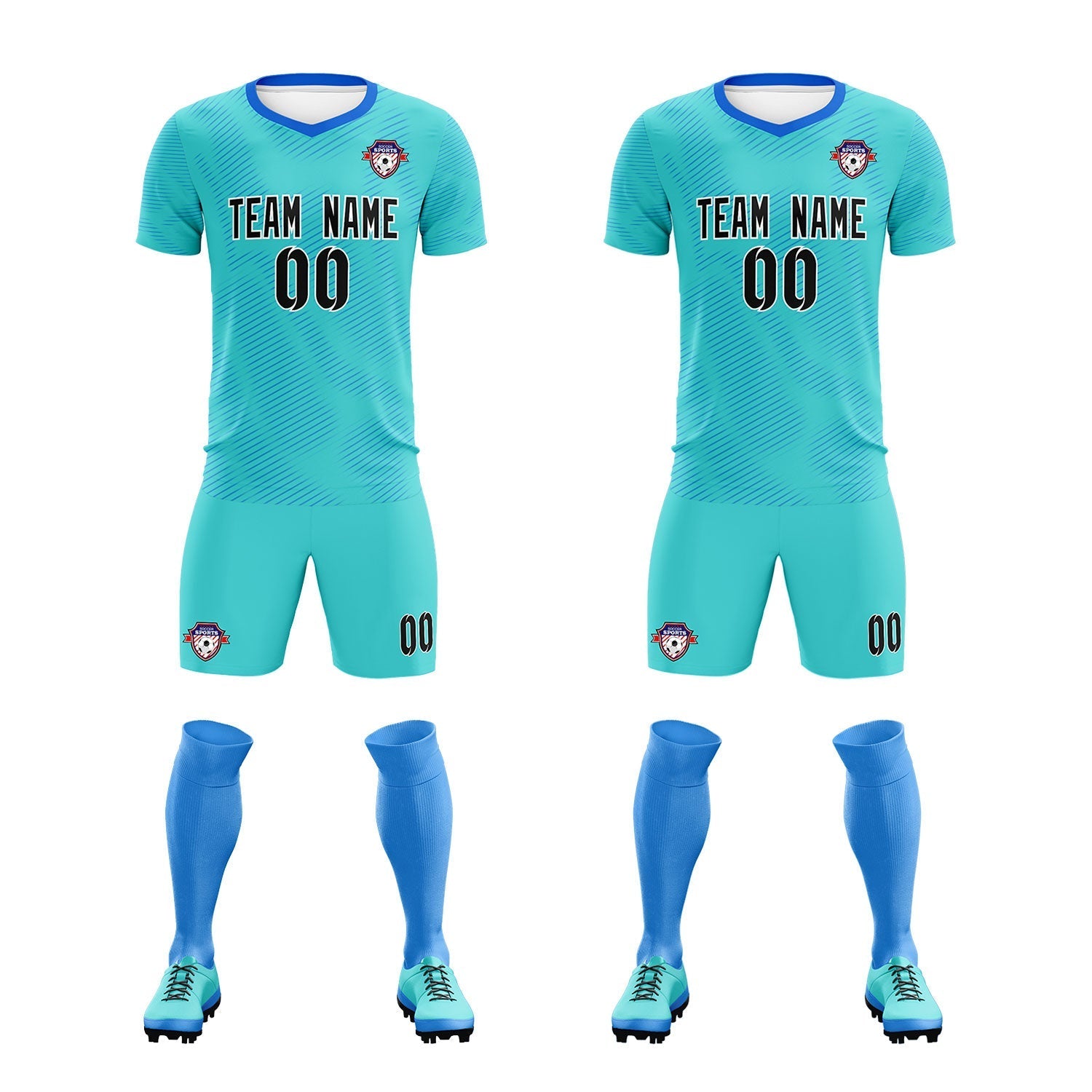 Custom Sky Blue Powder Blue Training Uniform For Men Soccer Sets Jersey