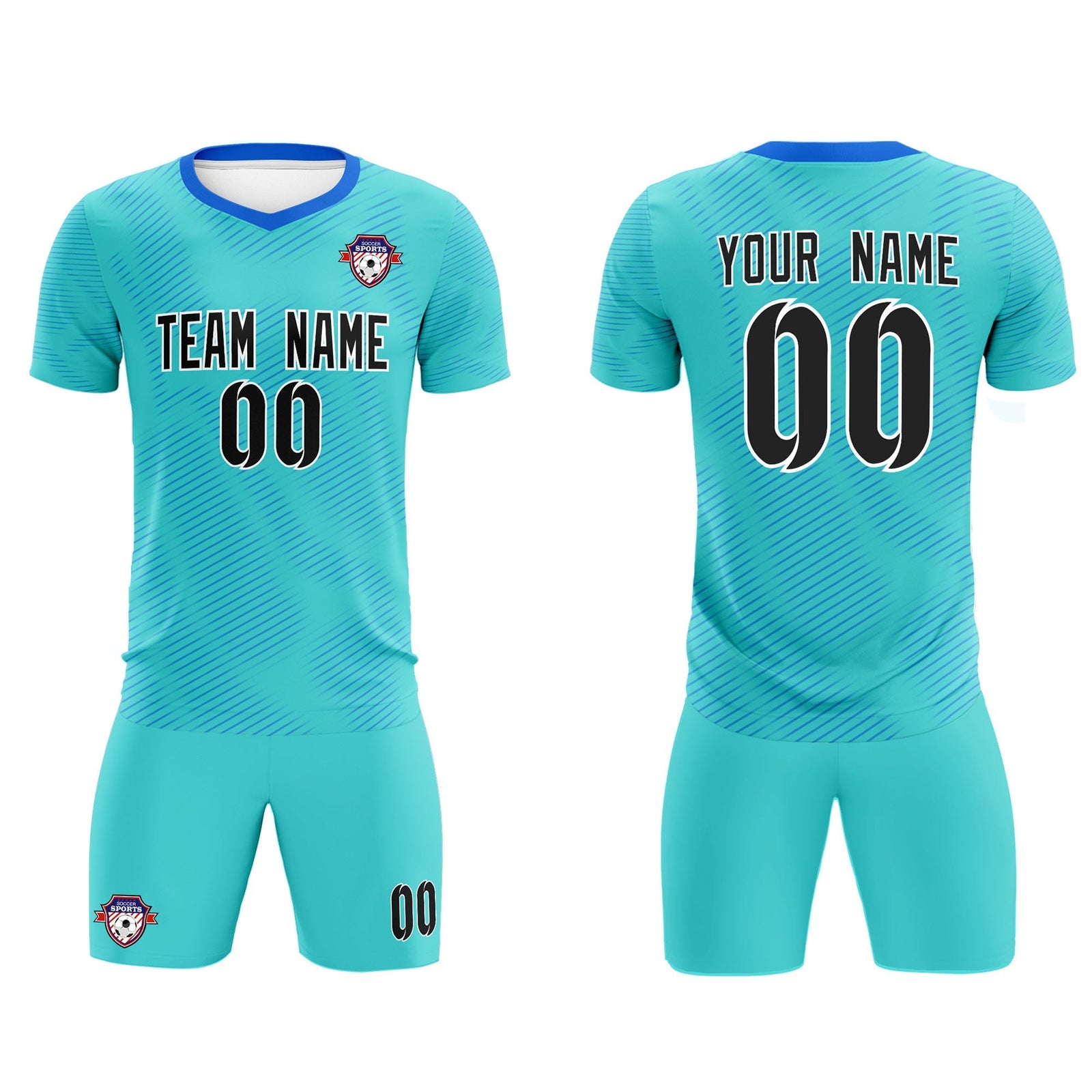 Custom Sky Blue Powder Blue Training Uniform For Men Soccer Sets Jersey