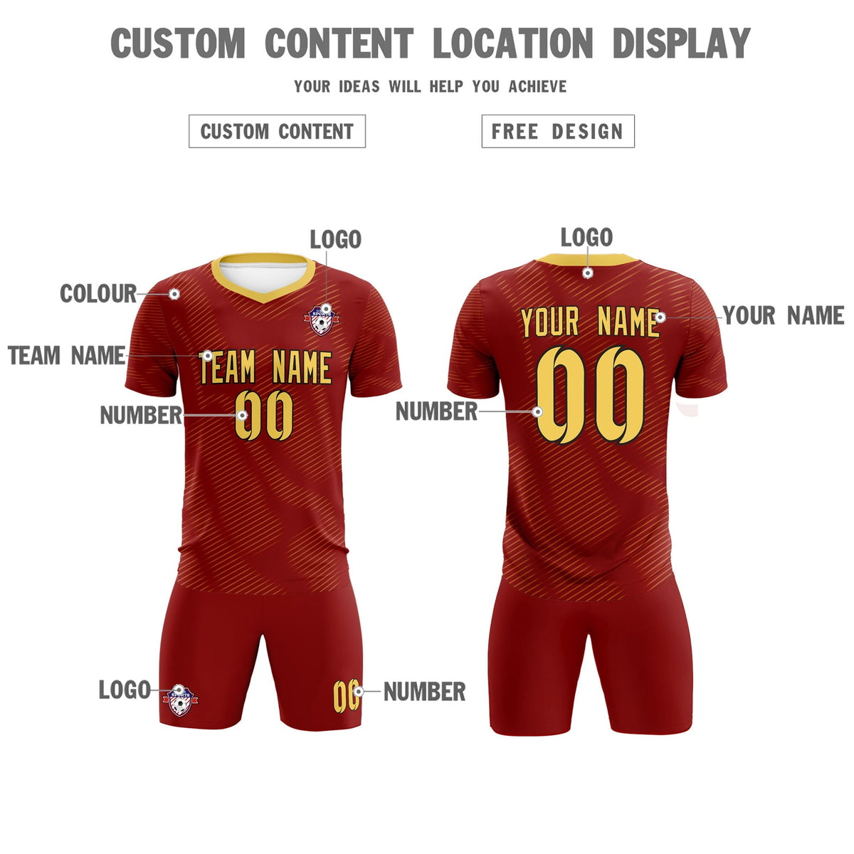 Custom Crimson Khaki Training Uniform For Men Soccer Sets Jersey