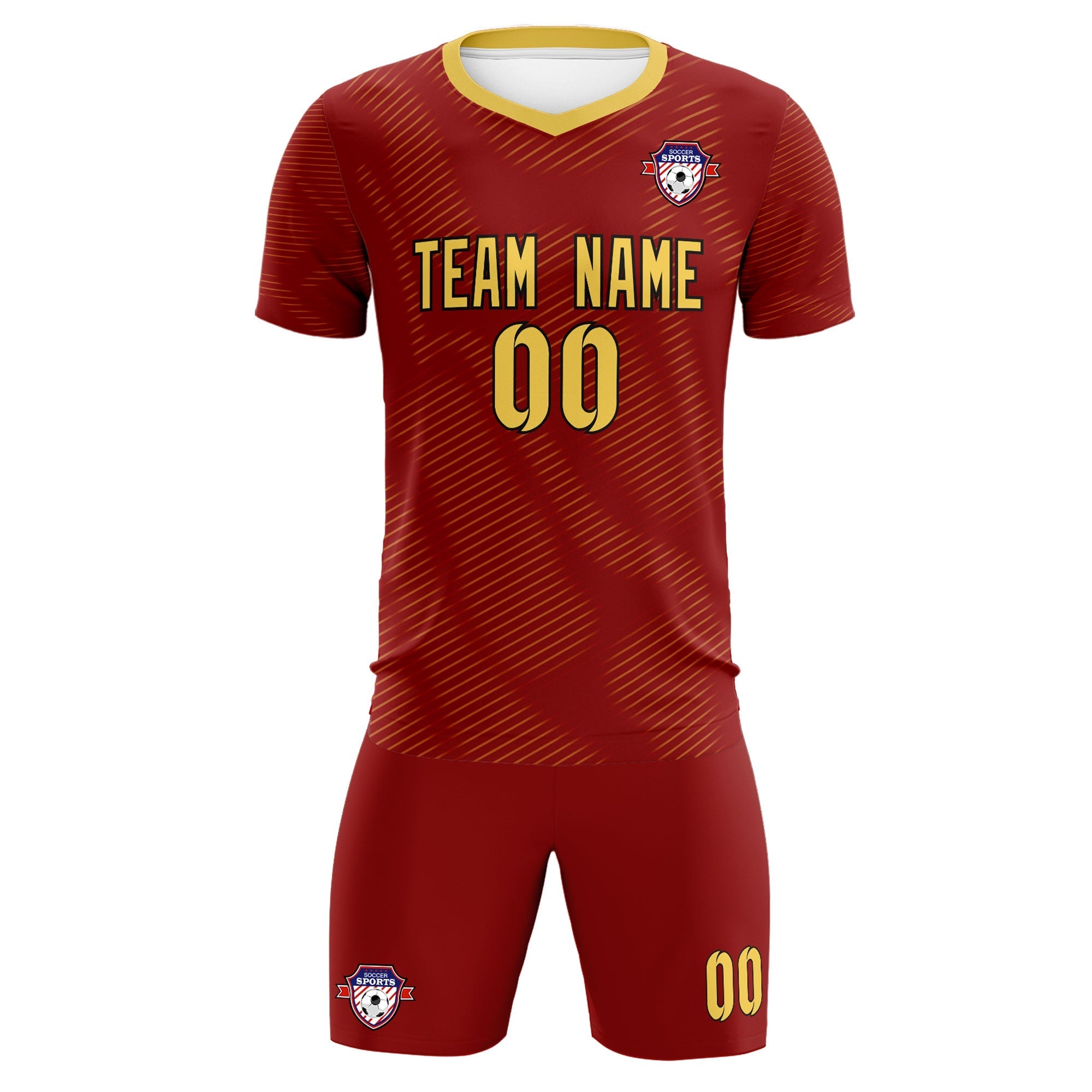 Custom Crimson Khaki Training Uniform For Men Soccer Sets Jersey