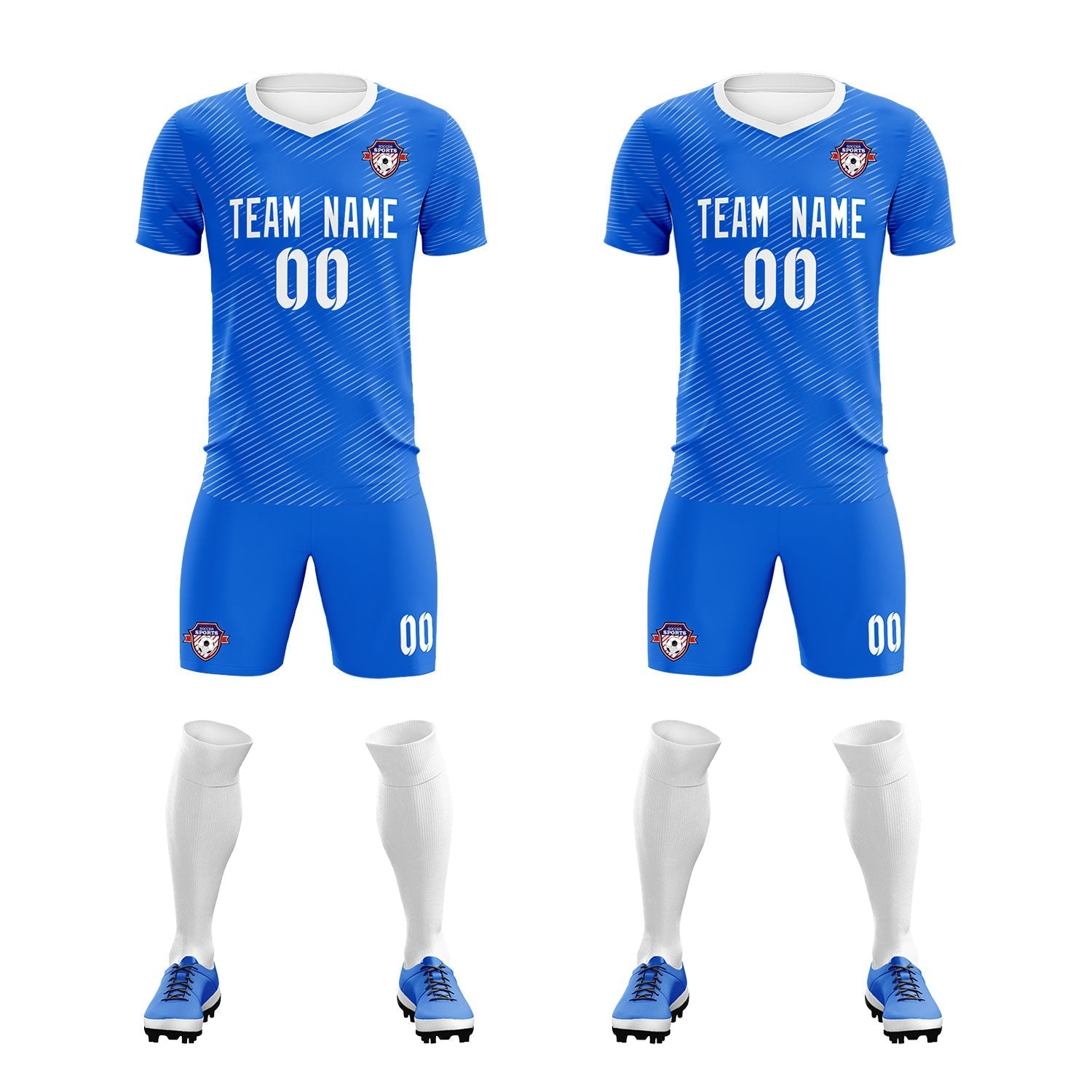 Custom Royal White Training Uniform For Men Soccer Sets Jersey