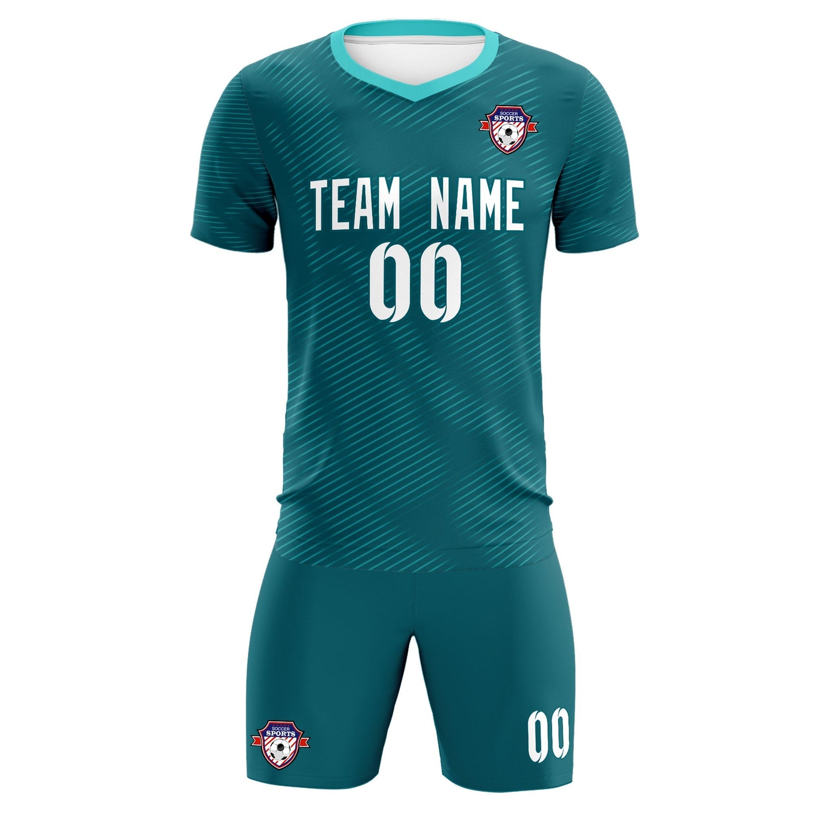 Custom Aqua Aqua Training Uniform For Men Soccer Sets Jersey