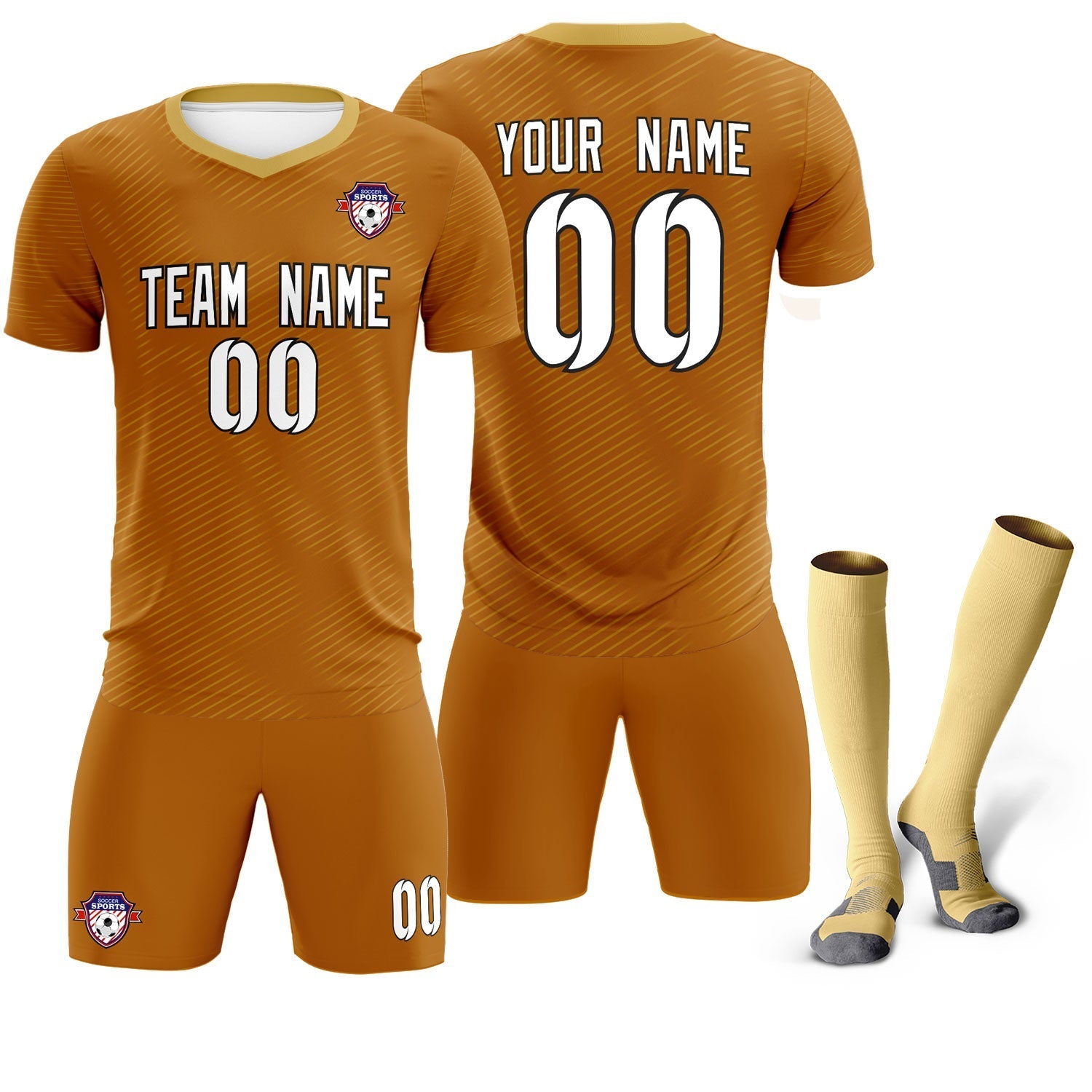 Custom Light Brown Khaki Training Uniform For Men Soccer Sets Jersey