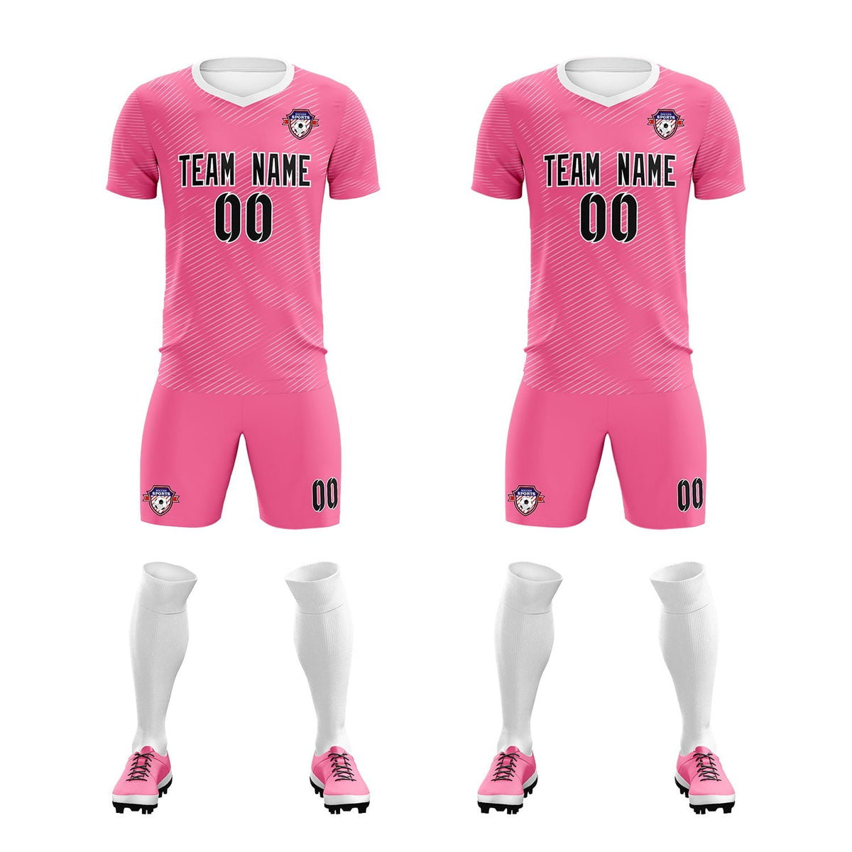 Custom Pink White Training Uniform For Men Soccer Sets Jersey