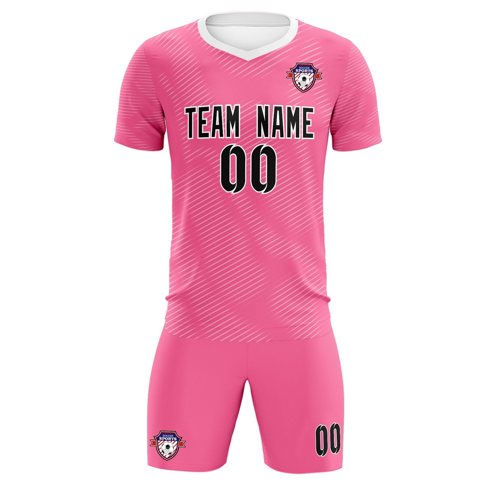 Custom Pink White Training Uniform For Men Soccer Sets Jersey