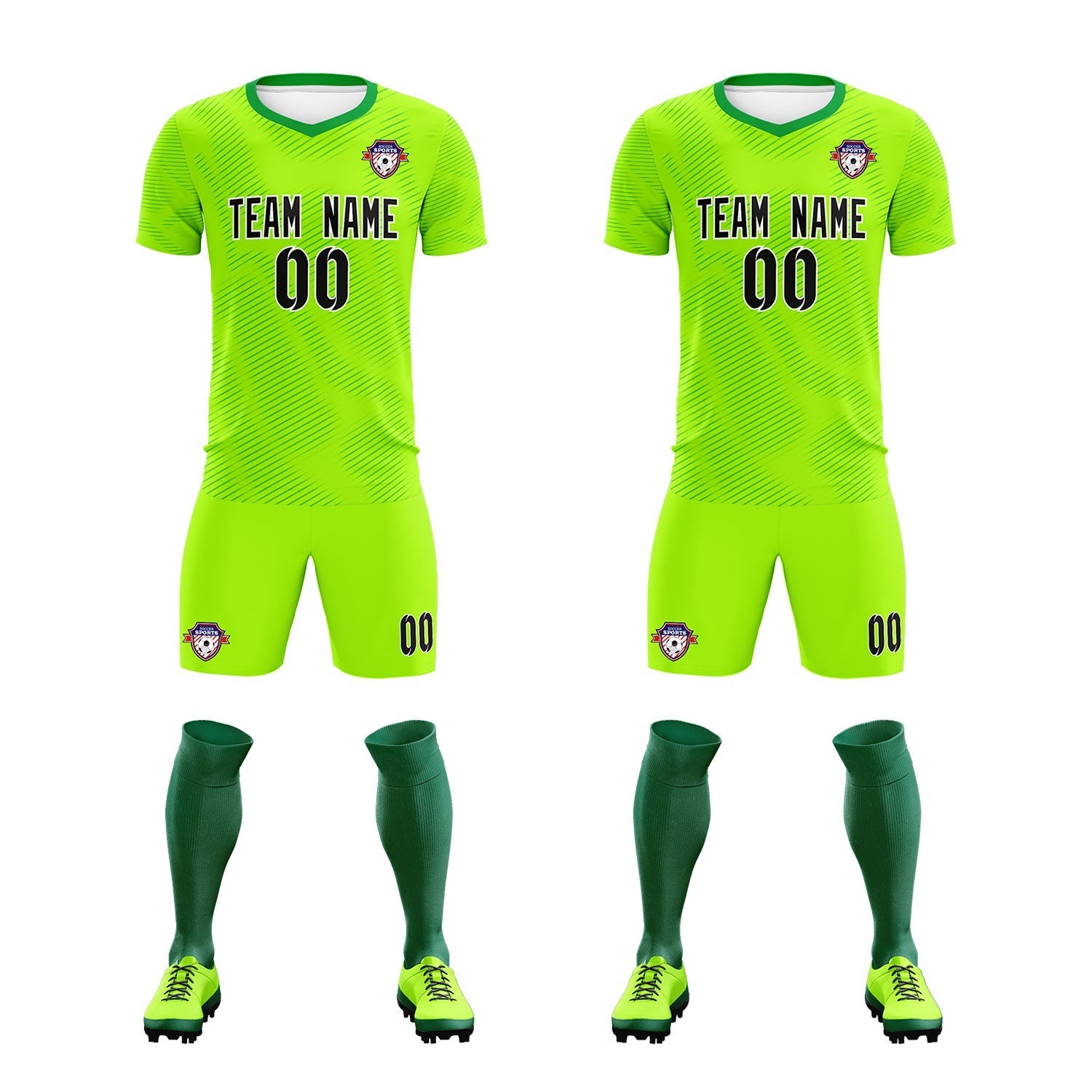 Custom Neon Green Kelly Green Training Uniform For Men Soccer Sets Jersey