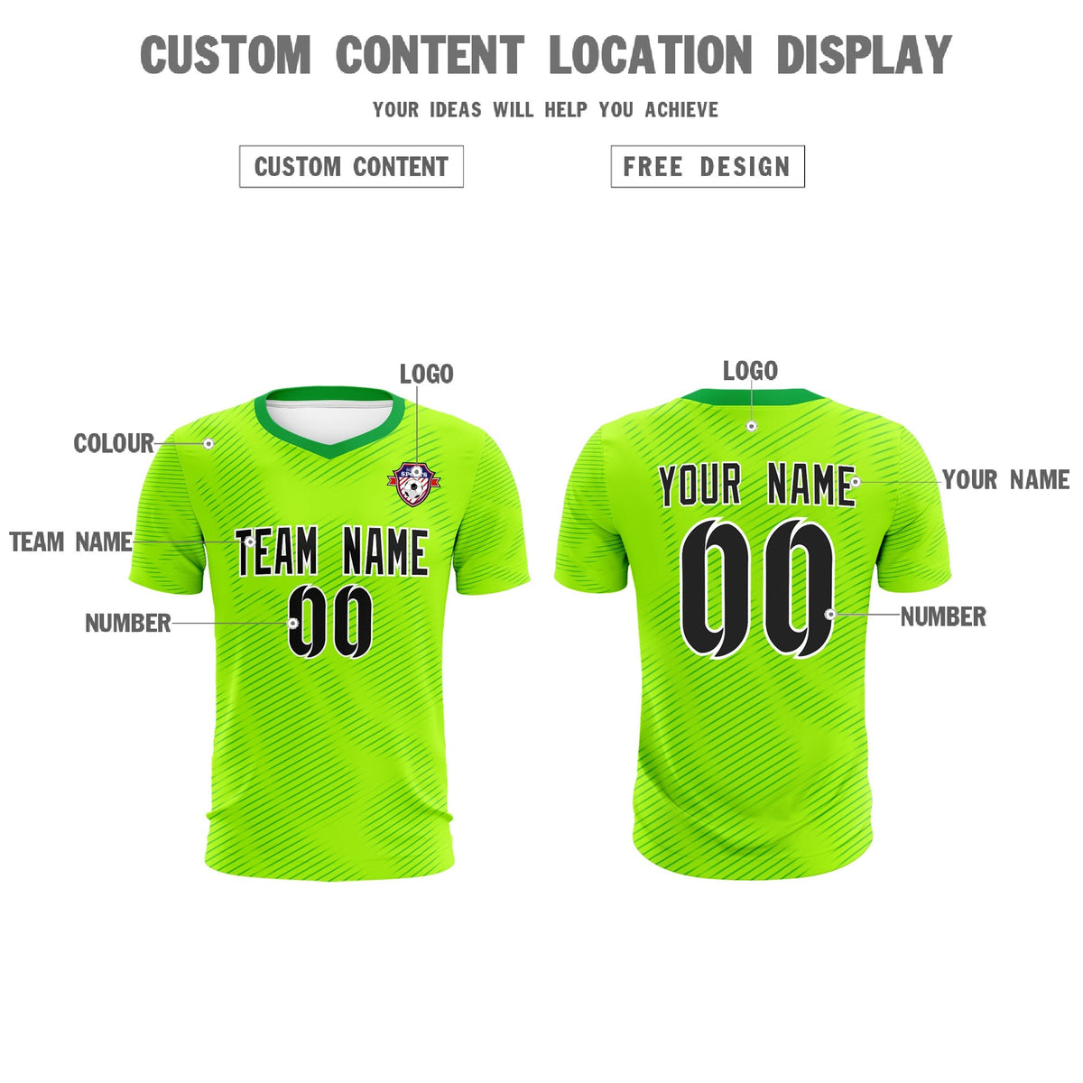 Custom Neon Green Kelly Green Training Uniform For Men Soccer Sets Jersey