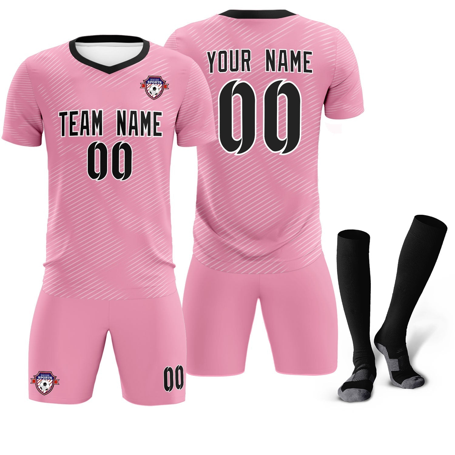 Custom Light Pink White Training Uniform For Men Soccer Sets Jersey