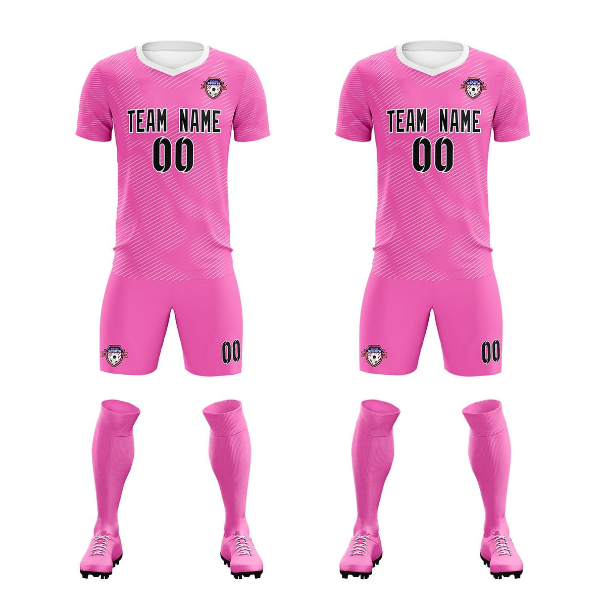 Custom Pink White Training Uniform For Men Soccer Sets Jersey