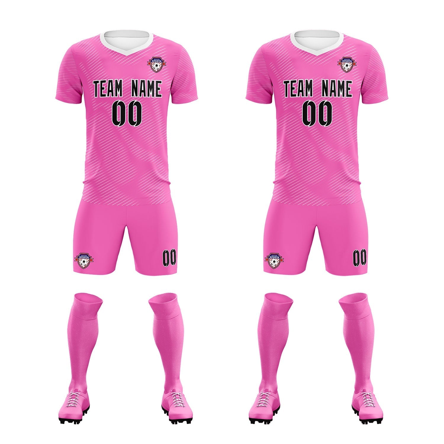 Custom Pink White Training Uniform For Men Soccer Sets Jersey