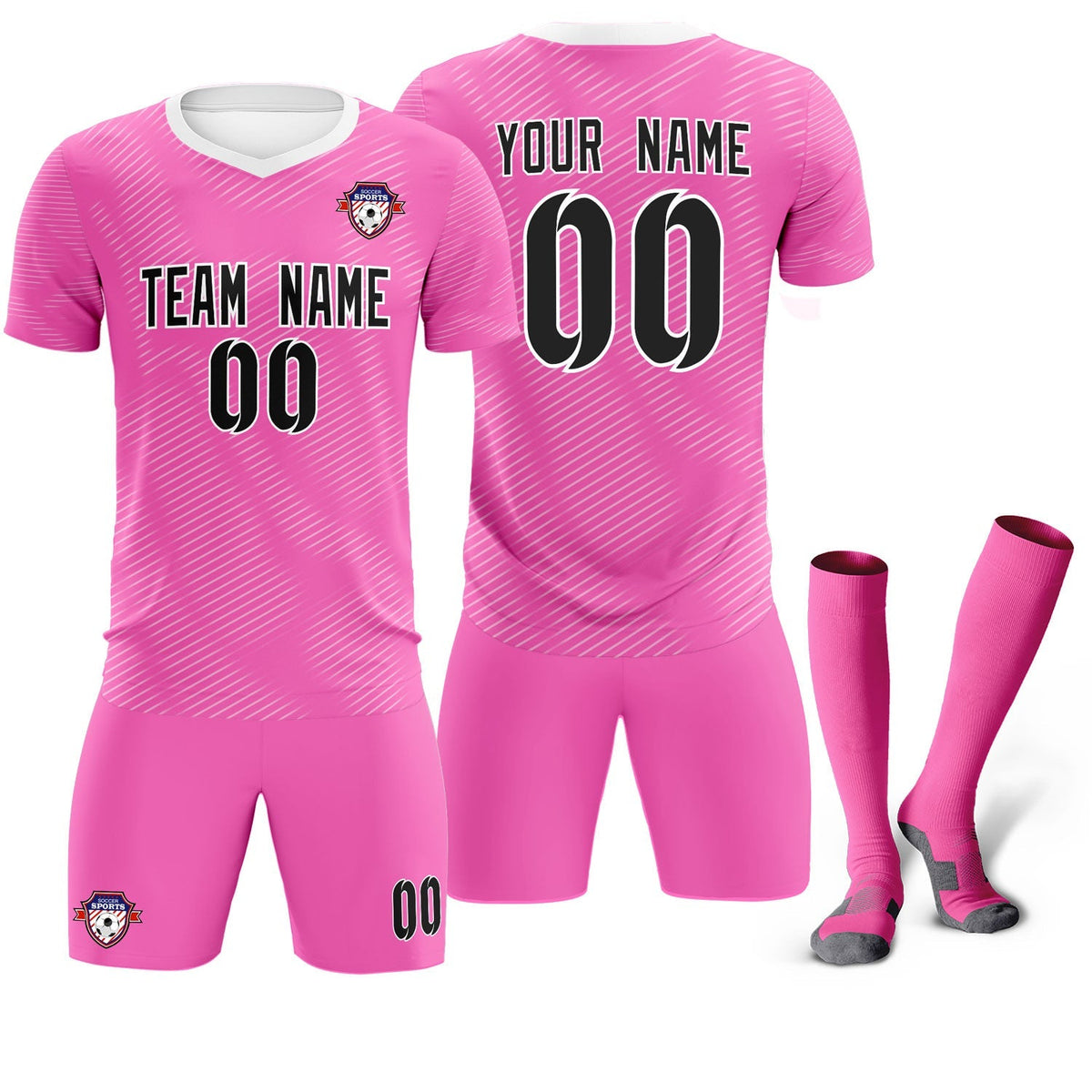 Custom Pink White Training Uniform For Men Soccer Sets Jersey